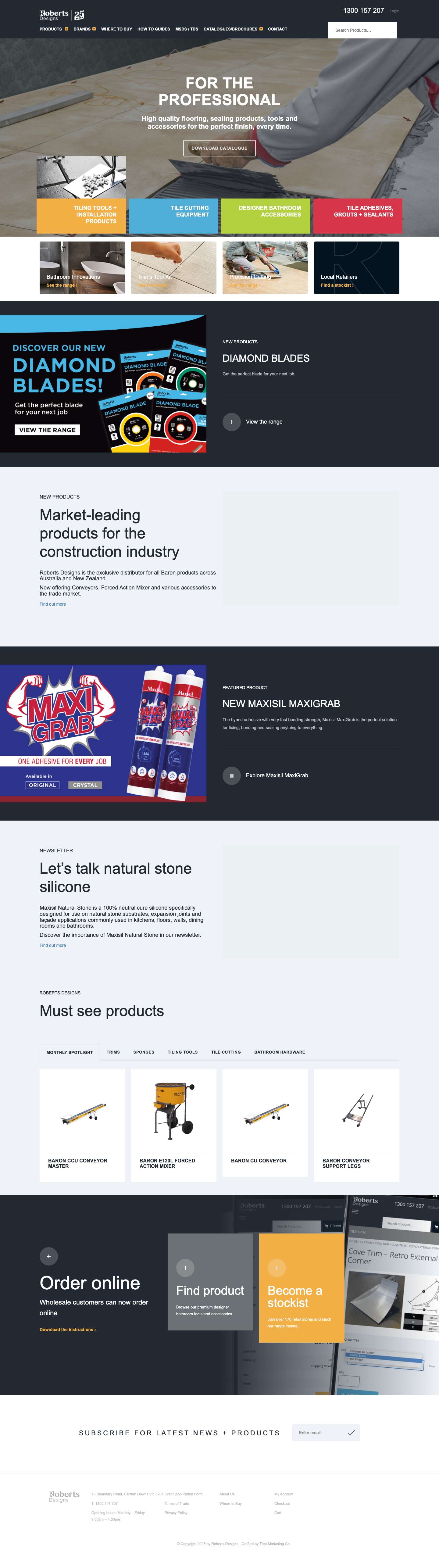 Australia’s Leading Supplier of Tiling, Bathroom and Sealant Products - Full Screenshot