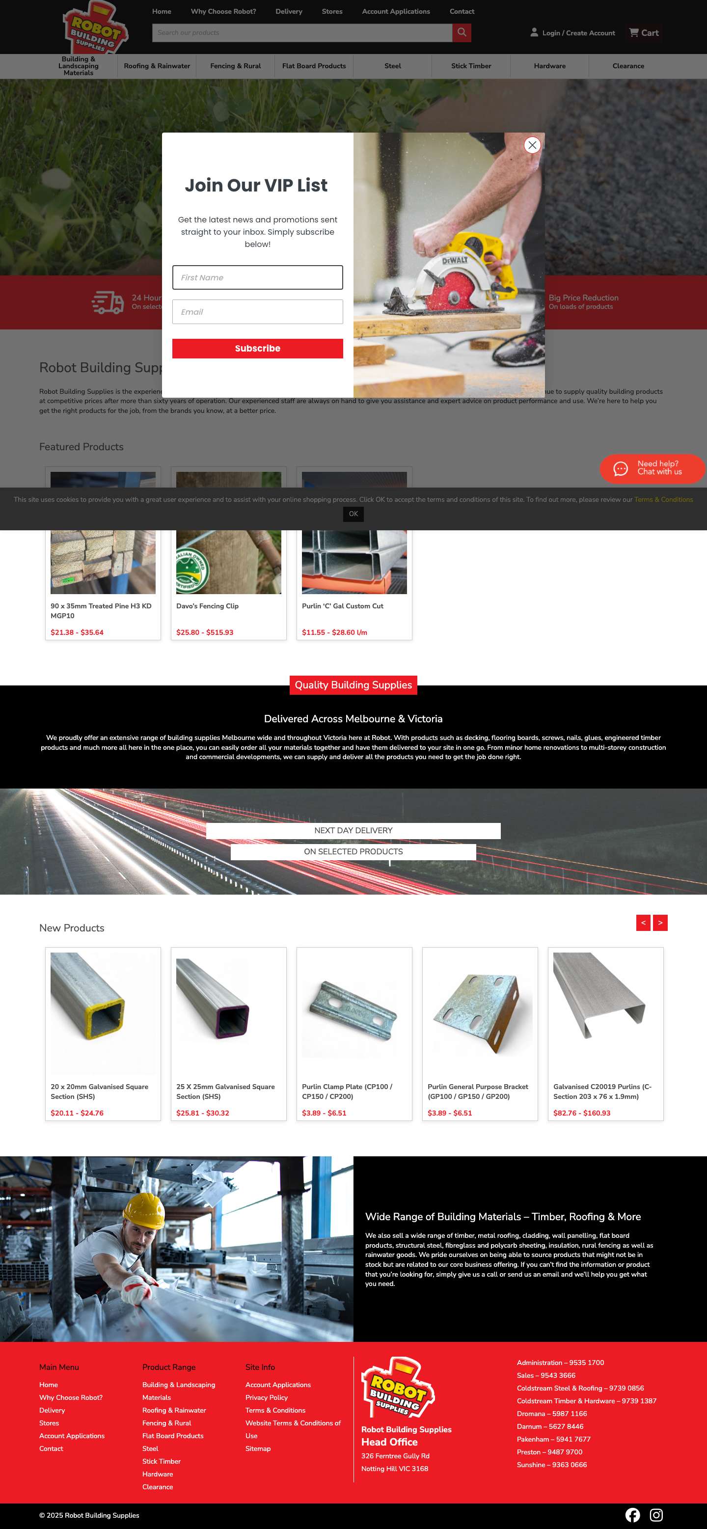 Buy Building Materials & Supplies | Robot Building Supplies Melbourne - Full Screenshot