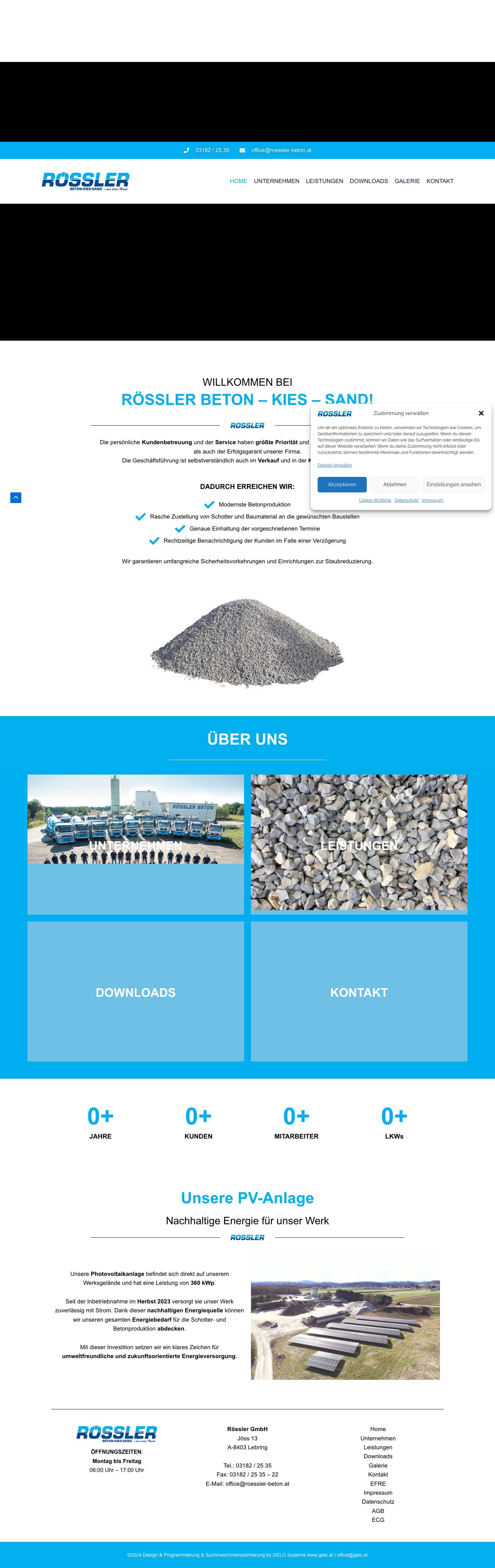 Beton | Schotter | Sand | Betonproduktion | Baumaterialien | Transporte | Leibnitz, Graz, Steiermark - Full Screenshot