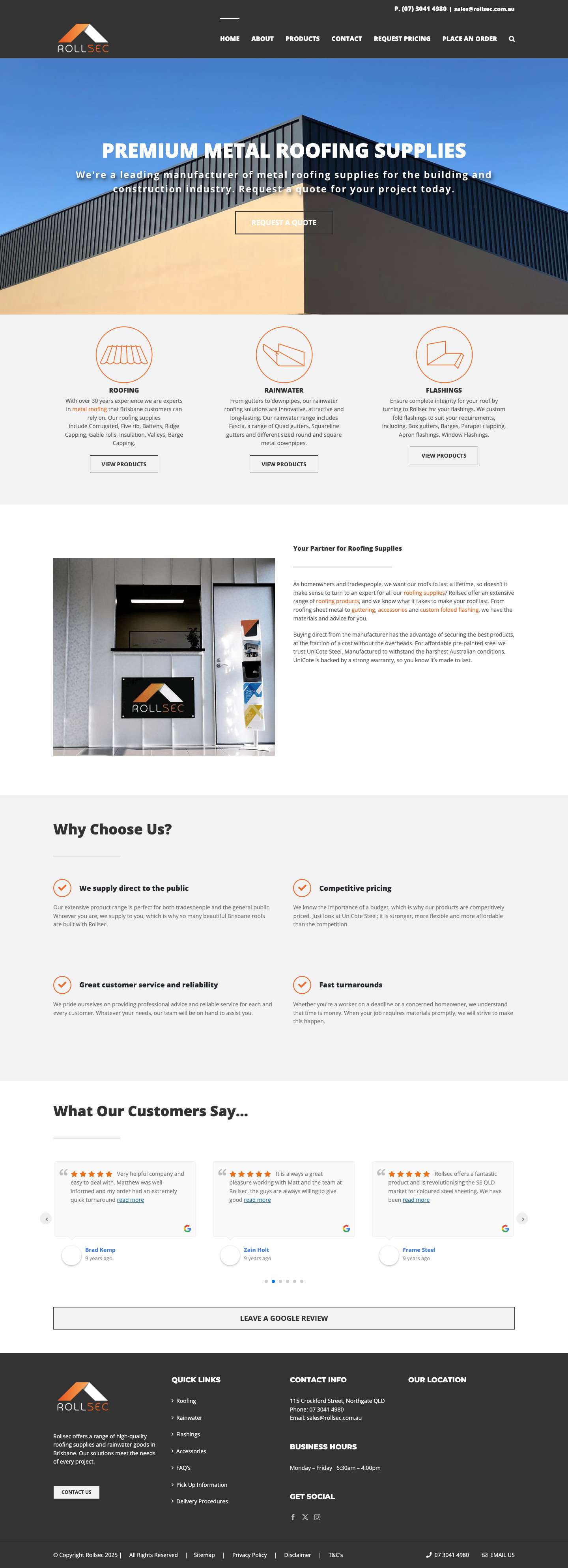 Premium Roofing Supplies & Rainwater Goods in Brisbane - Full Screenshot