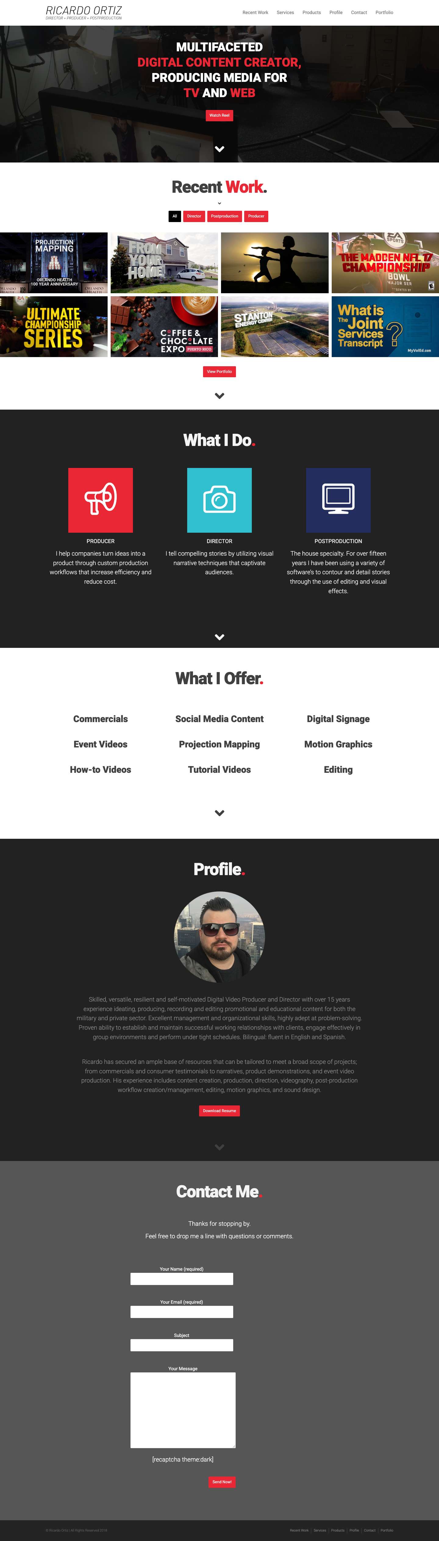 Portfolio – Ricardo Ortiz – Director | Producer | Postproduction - Full Screenshot