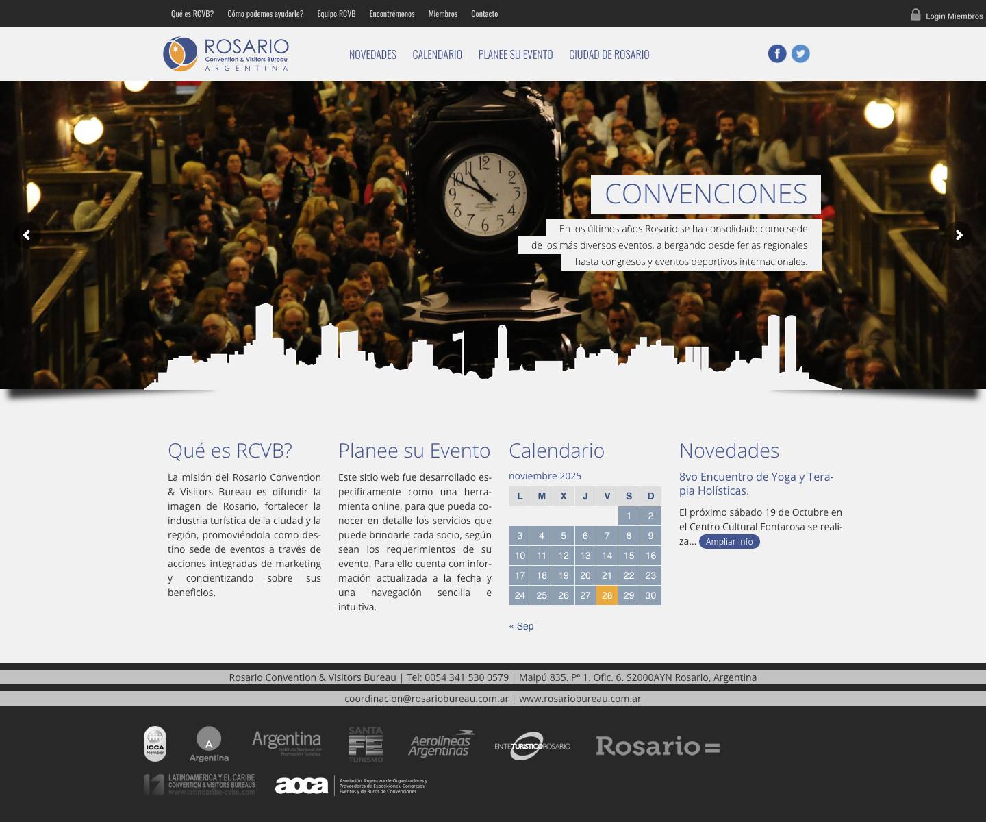 RCVB | Rosario Convention & Visitors Bureau | Promoviendo Rosario como Ciudad Sede - Full Screenshot