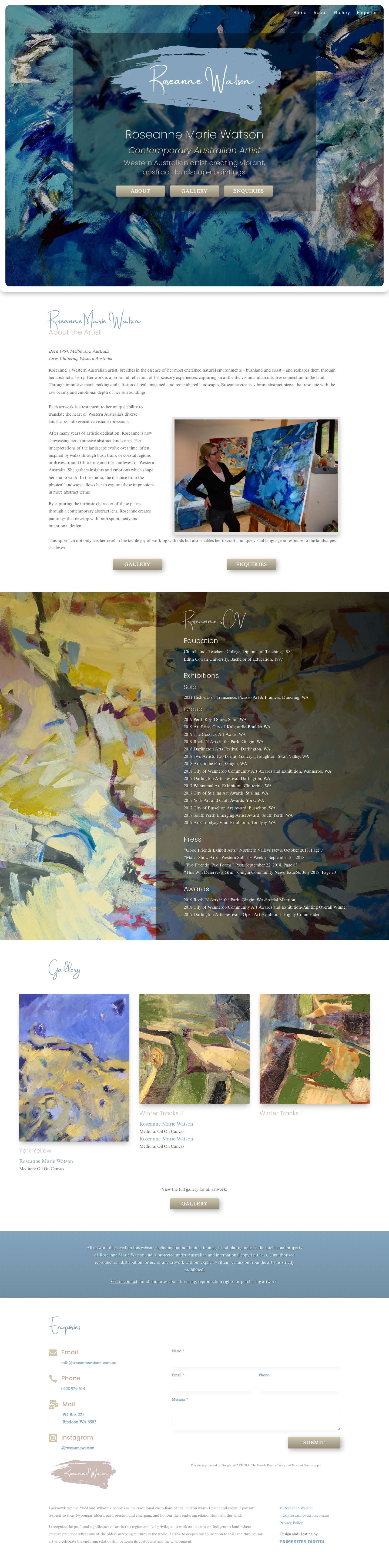 Roseanne Watson - Roseanne Marie Watson - Contemporary Australian Artist - Full Screenshot