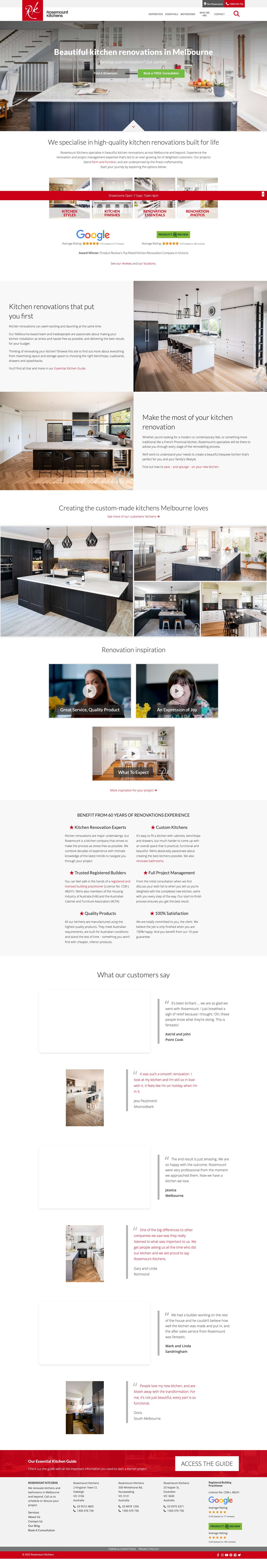 Kitchen Renovations Melbourne | Custom Kitchens | Rosemount Kitchens - Full Screenshot