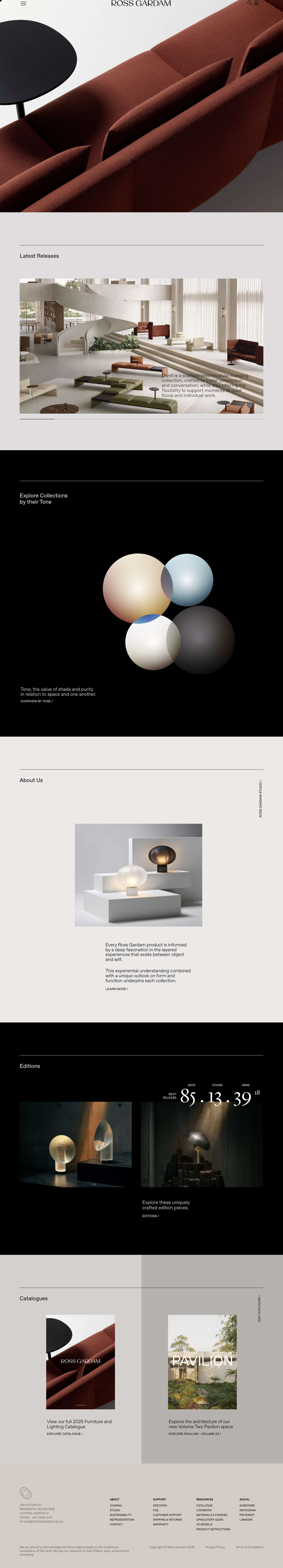 Ross Gardam | Contemporary Australian Furniture & Lighting - Full Screenshot