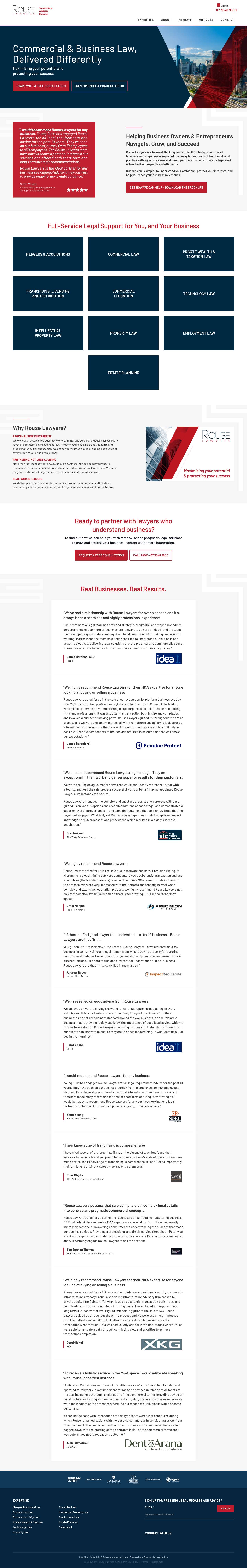 Brisbane Commercial & Business Lawyers | Rouse Lawyers - Full Screenshot