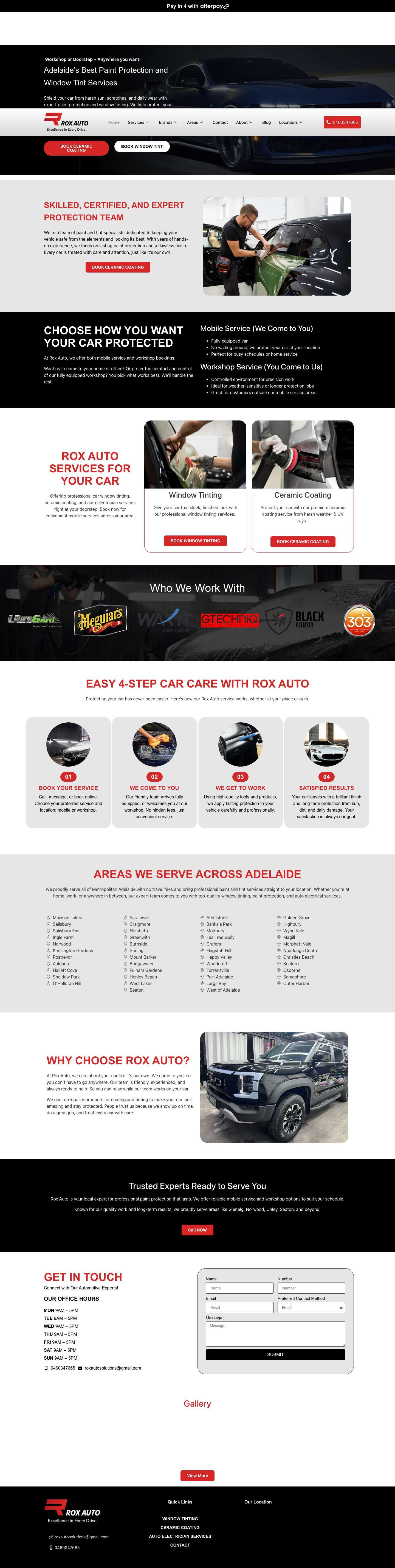 Adelaide Paint Protection and Window Tint | Rox Auto - Full Screenshot