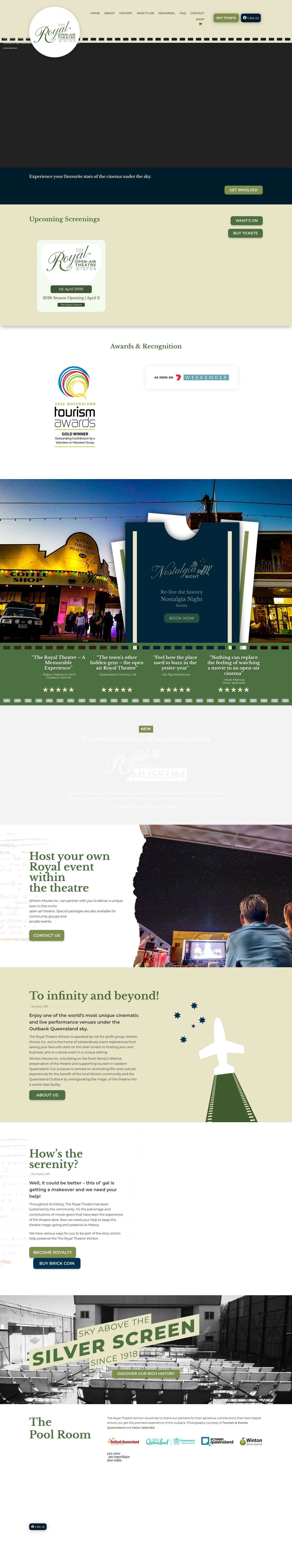 The Royal Open-Air Theatre Winton | Experience your favourite stars of the cinema under the sky. - Full Screenshot