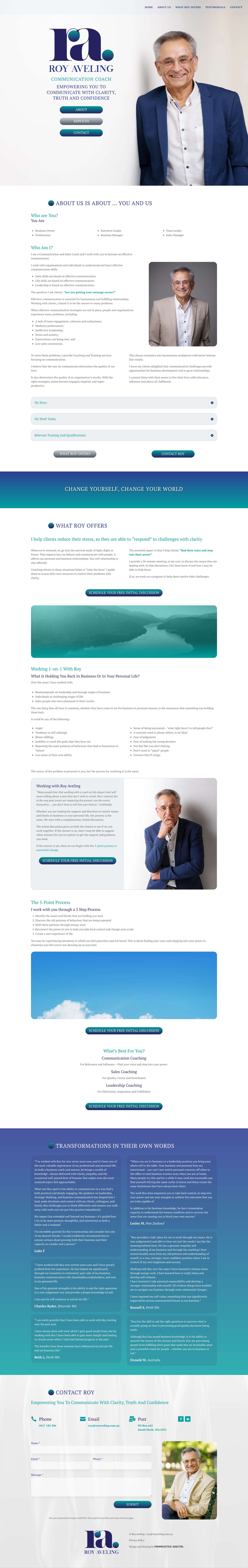 Roy Aveling - Communication Coaching For Relevance, Influence And Fulfilment - Full Screenshot