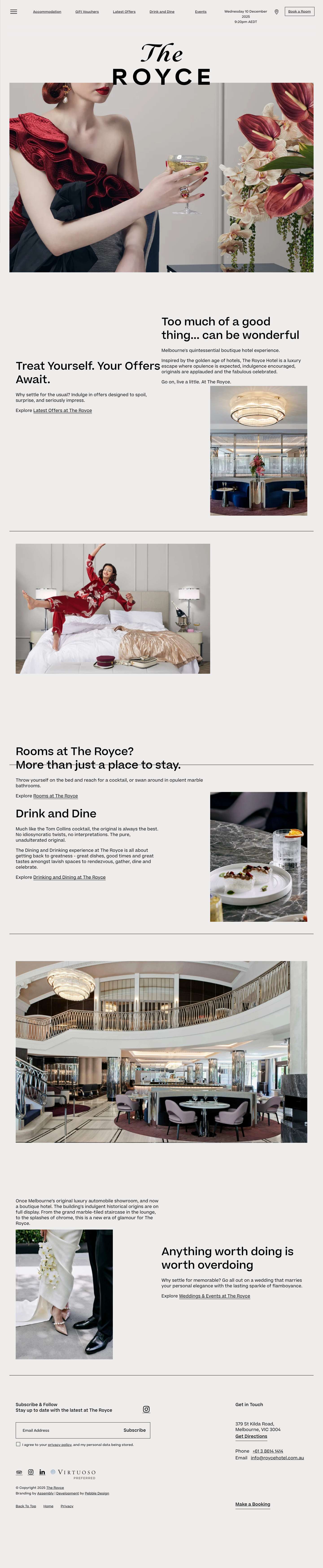 The Royce Hotel - Luxury Melbourne Boutique Five Star - Full Screenshot