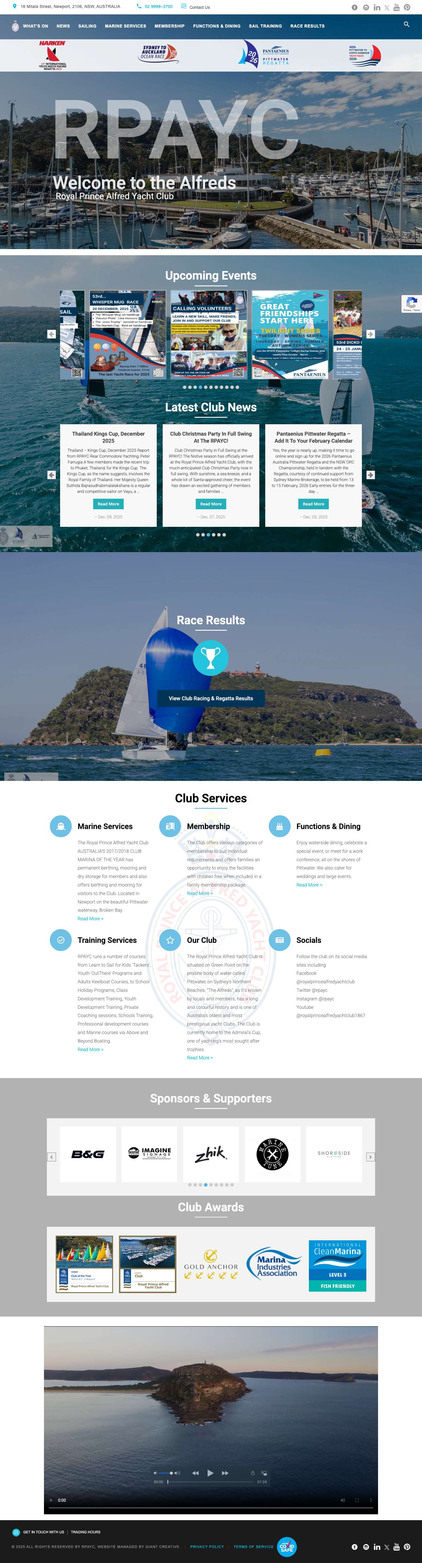 RPAYC | Sailing Club | NSW Australia - Full Screenshot