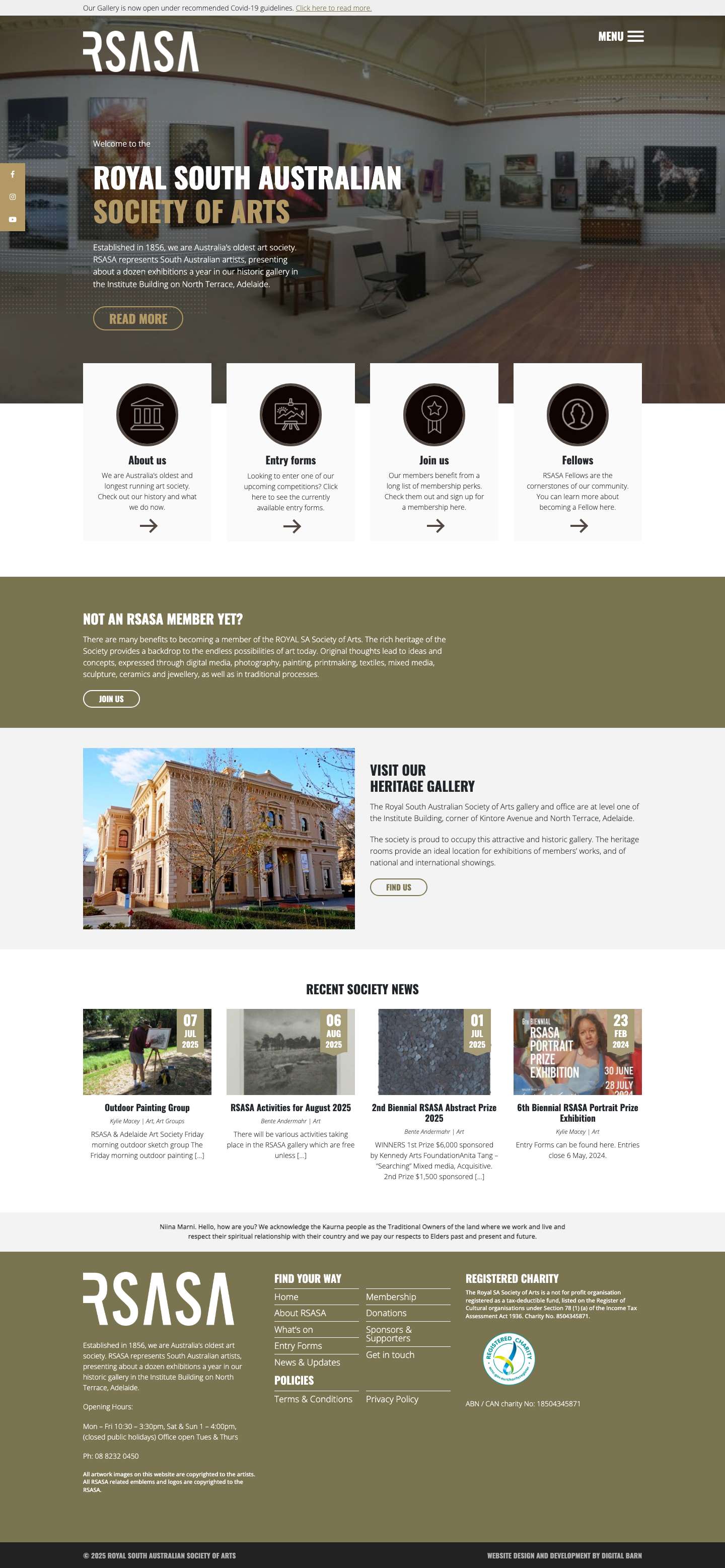 Home - Royal South Australian Society of Arts - Full Screenshot