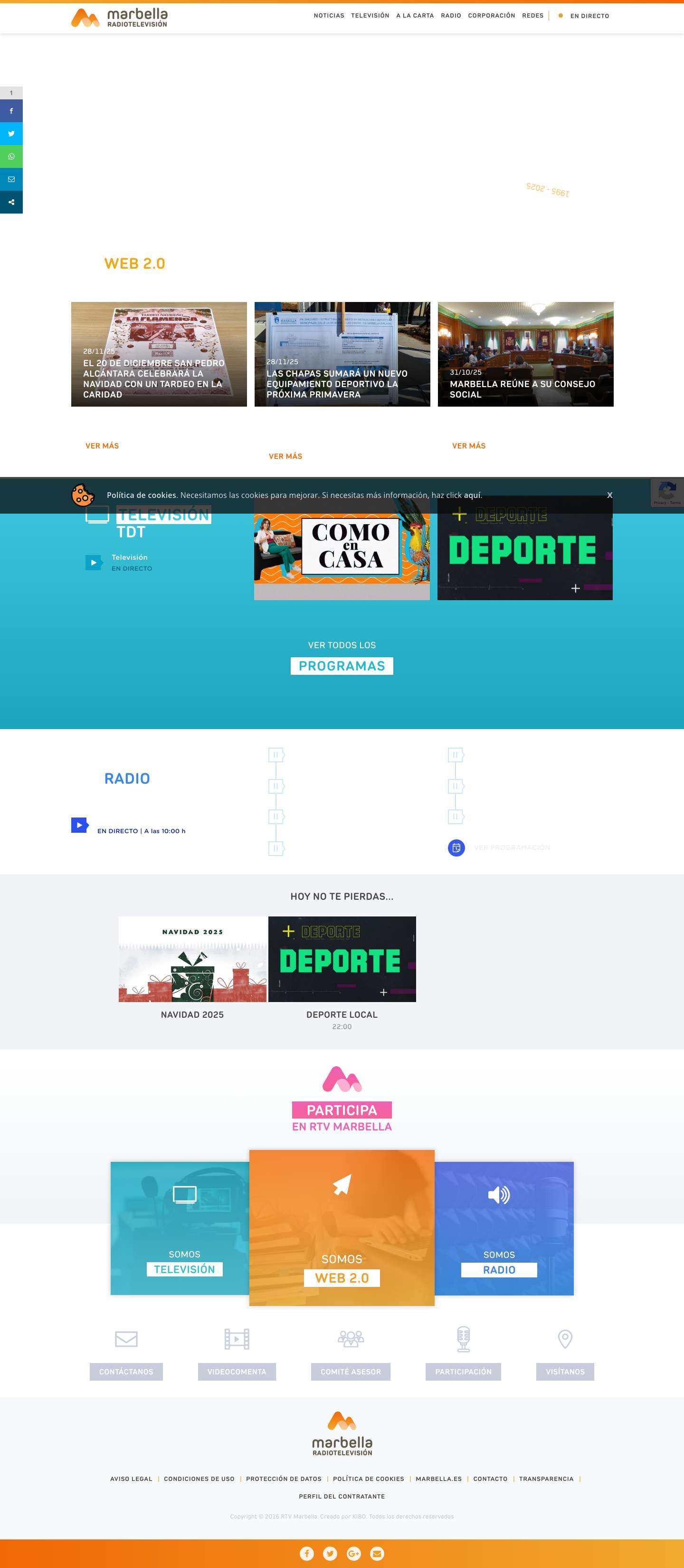 Inicio - Radio Televisión Marbella - Full Screenshot