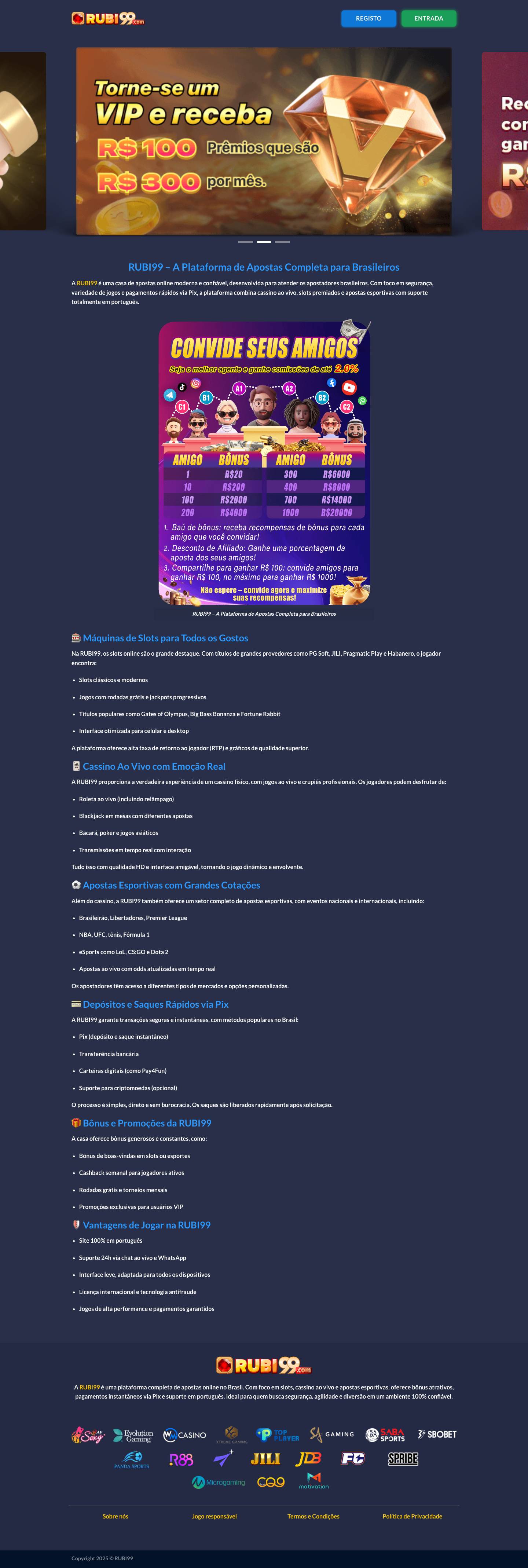 RUBI99 – A Plataforma de Apostas Completa para Brasileiros - Full Screenshot