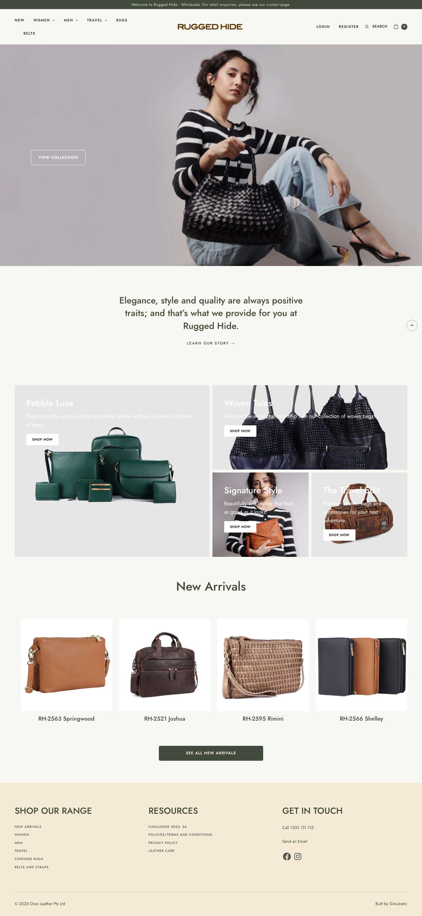 Rugged Hide - Australia's Leading Leather Wholesaler - Full Screenshot
