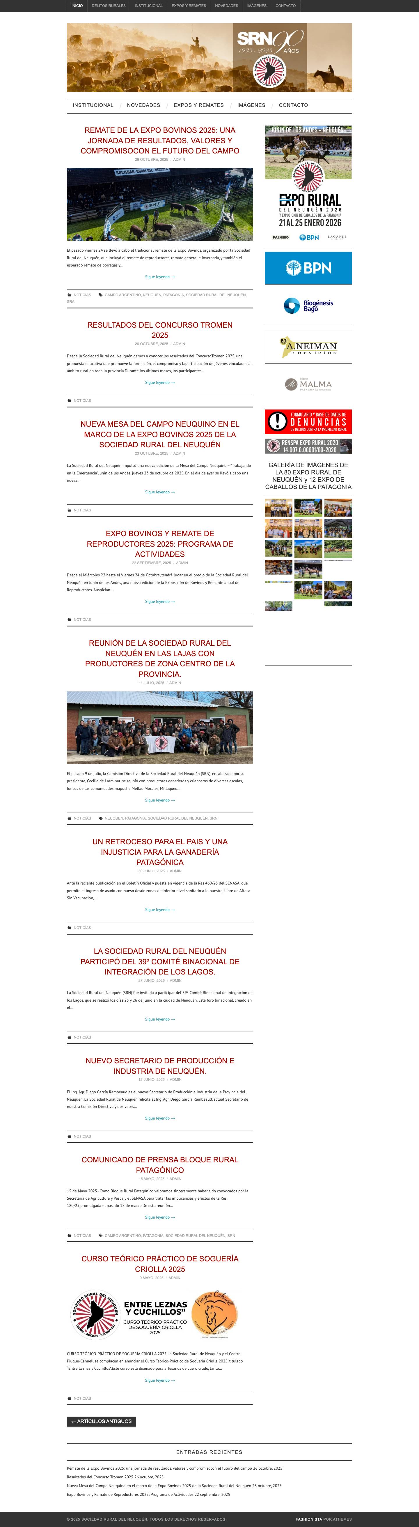 Sociedad Rural del Neuquén - Sitio Oficial de la Sociedad Rural de la Provincia del NeuquénSociedad Rural del Neuquén – Sitio Oficial de la Sociedad Rural de la Provincia del Neuquén - Full Screenshot