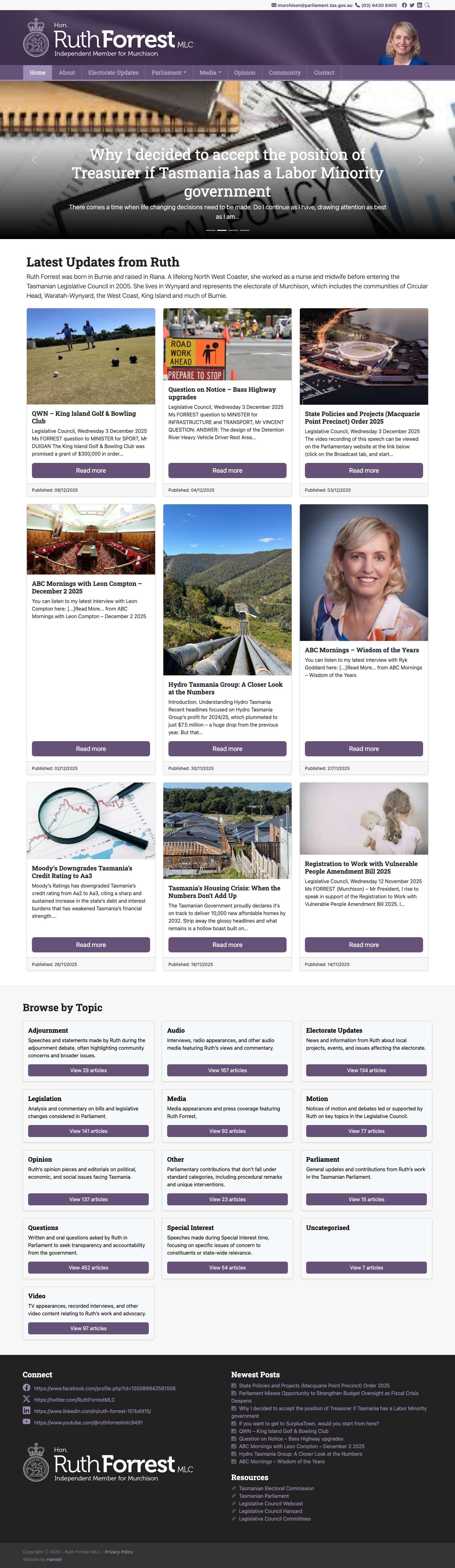 Ruth Forrest – Ruth Forrest MLC. Independant Member for Murchison. - Full Screenshot