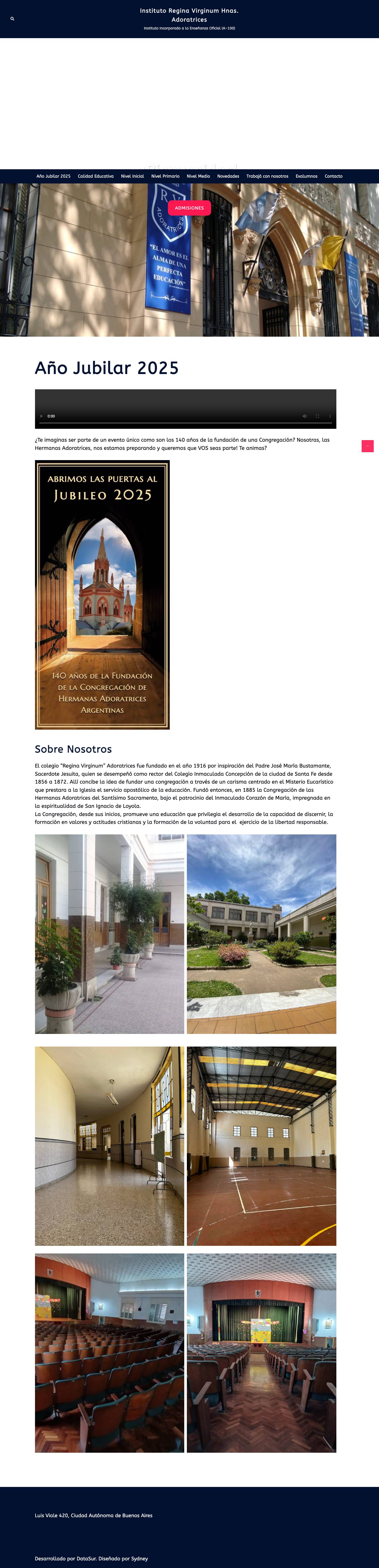 Instituto Regina Virginum Hnas. Adoratrices – Instituto Incorporado a la Enseñanza Oficial (A-100) - Full Screenshot