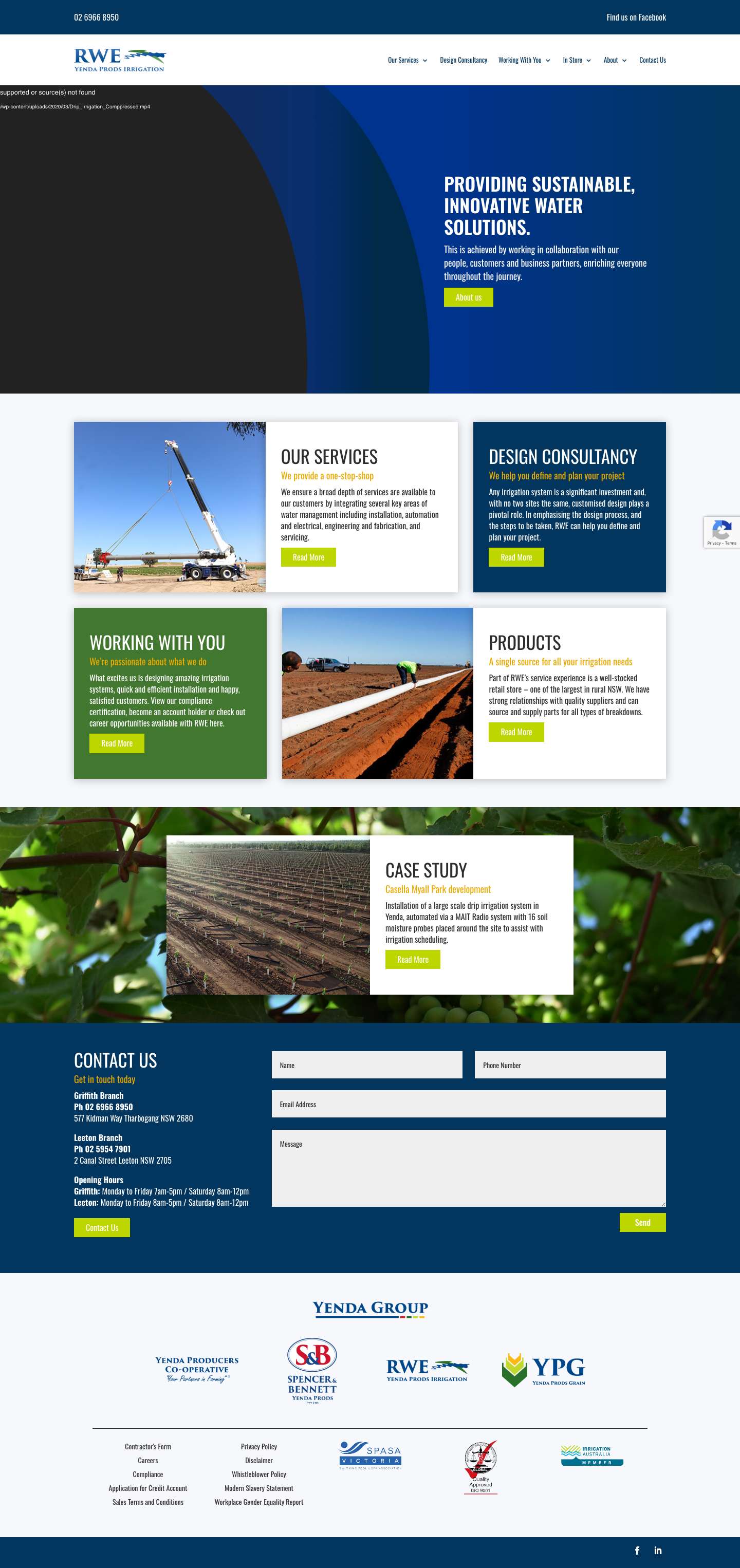 For all your water solutions - RWE Yenda Prods Irrigation - Full Screenshot