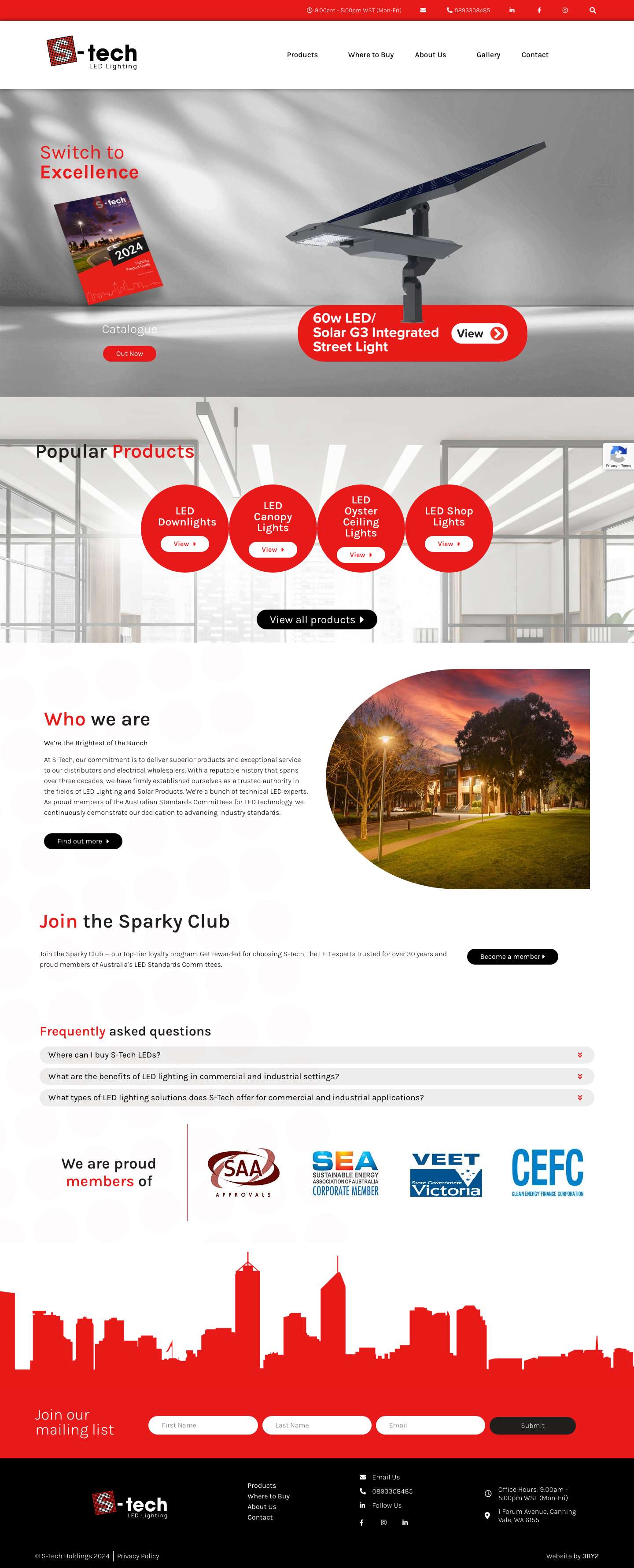 Innovative LED Lighting Solutions Australia | S-Tech - Full Screenshot