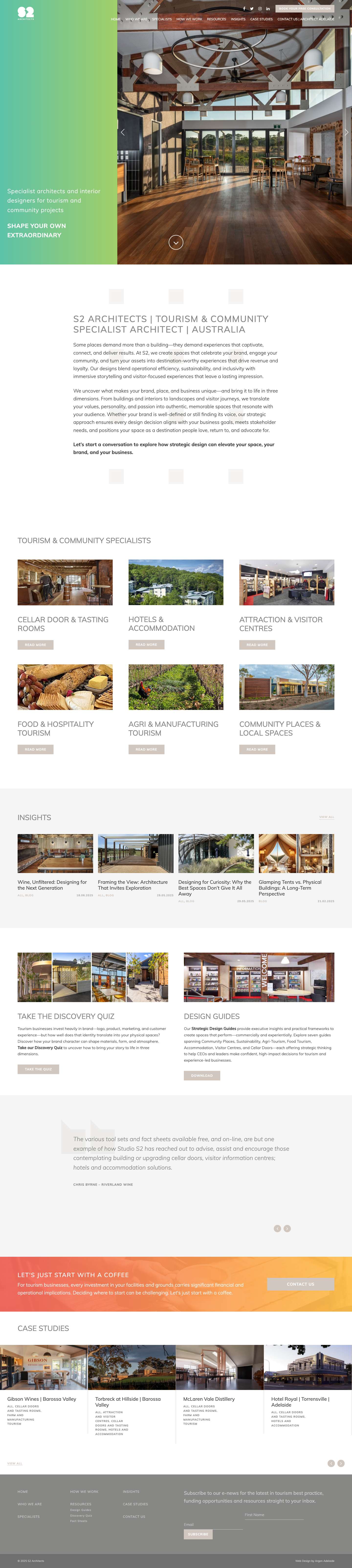 S2 Architects | Specialist Tourism Architects Adelaide - Full Screenshot