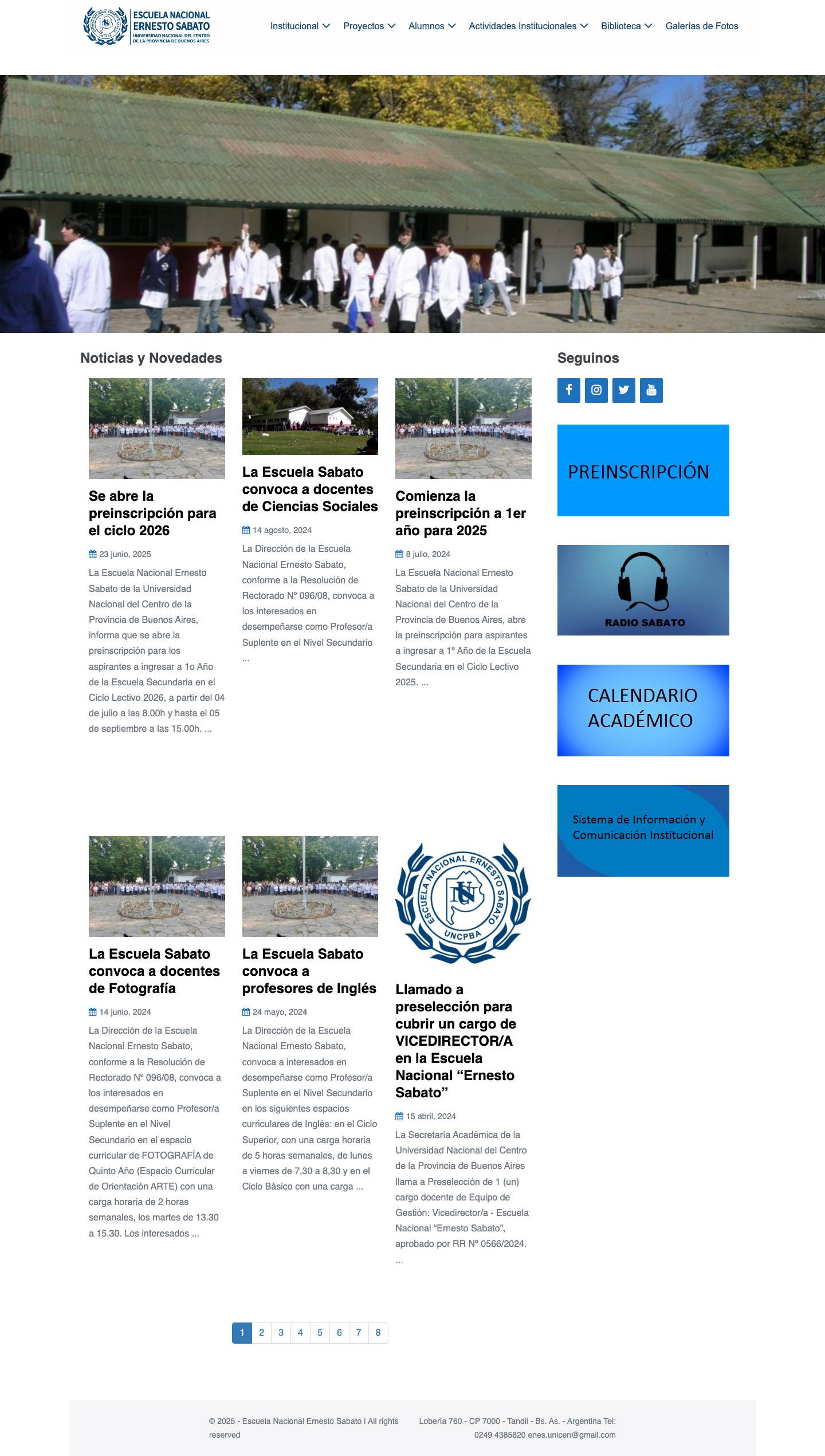 Escuela Nacional Ernesto Sabato – Sitio web de la Escuela Nacional Ernesto Sabato (UNCPBA) - Full Screenshot