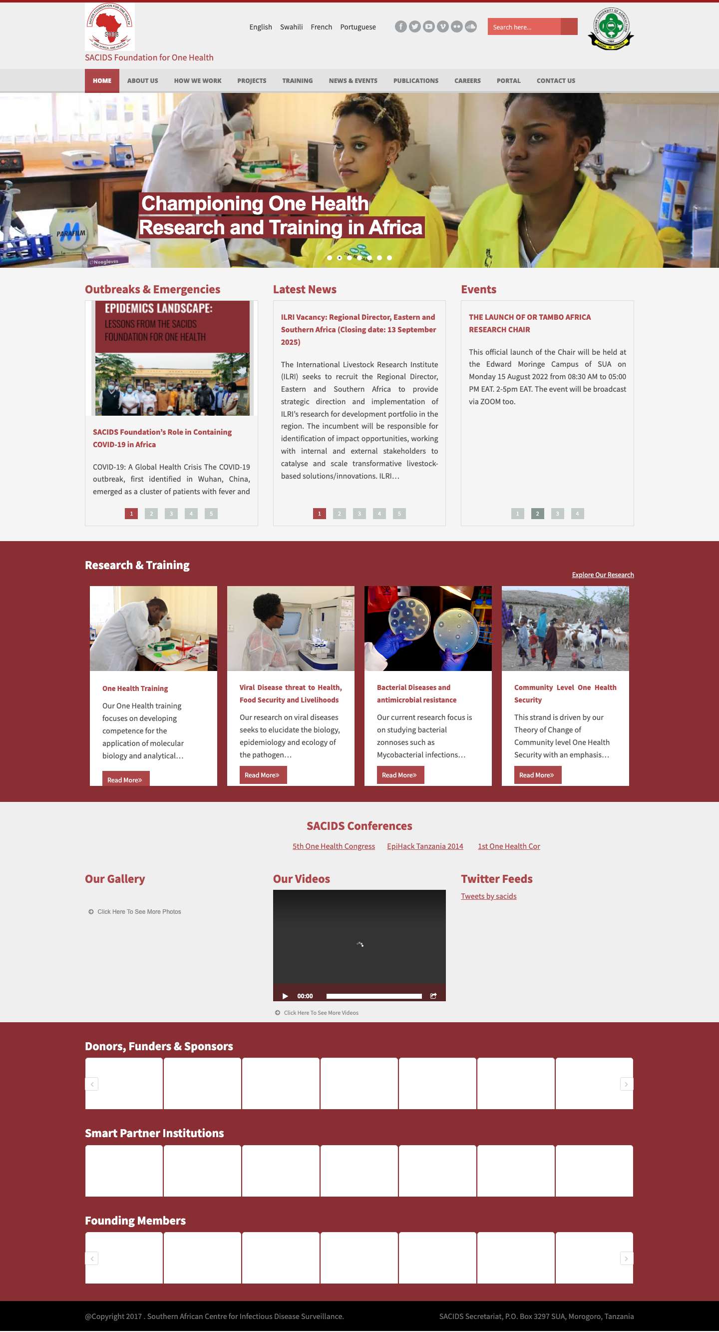 SACIDS - Southern African Centre for Infectious Disease Surveillance - Full Screenshot