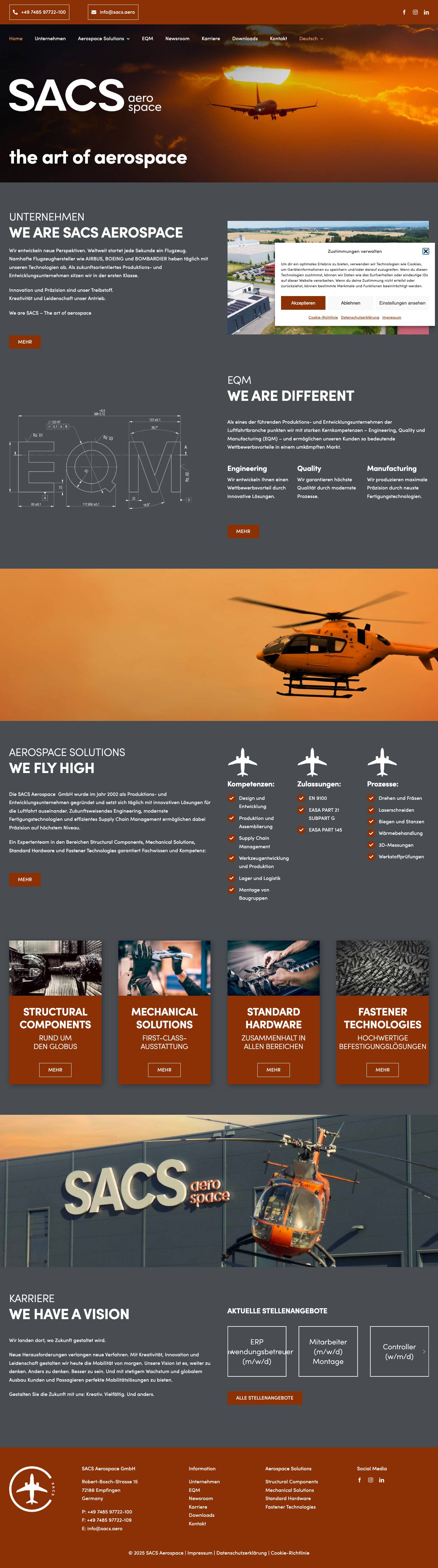 Startseite - SACS Aerospace - Full Screenshot