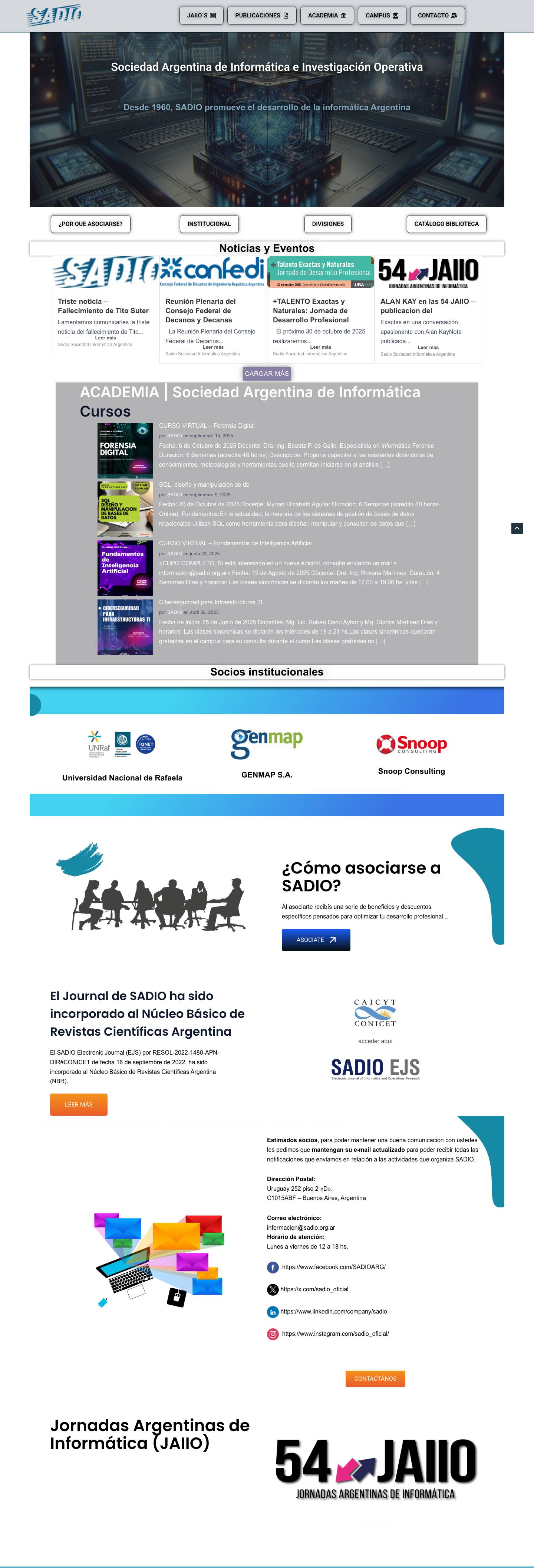 SADIO – Sociedad Argentina de Informática e Investigación Operativa - Full Screenshot