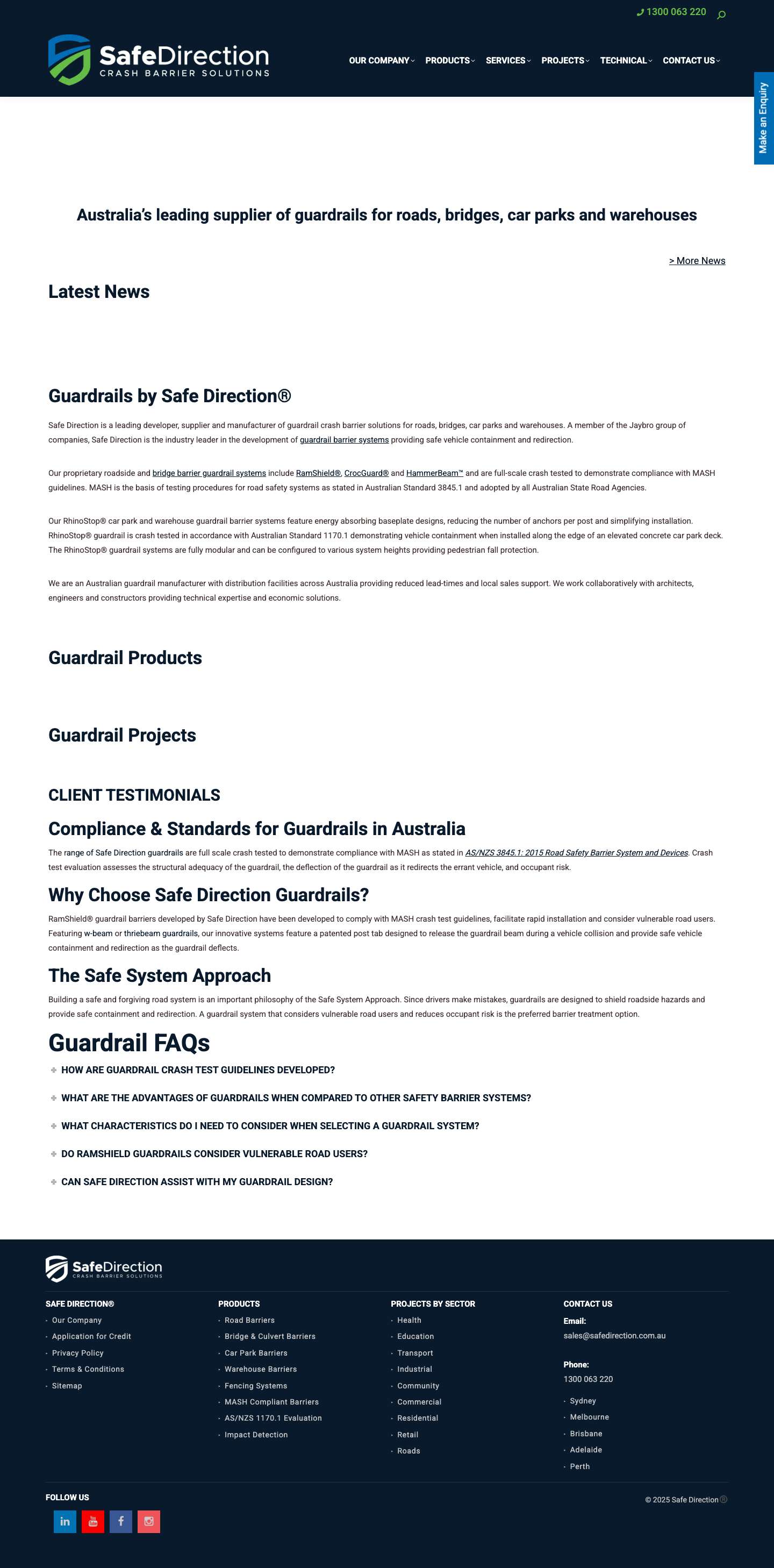Guardrails, Guard Rail Safety Barriers by Safe Direction® - Full Screenshot