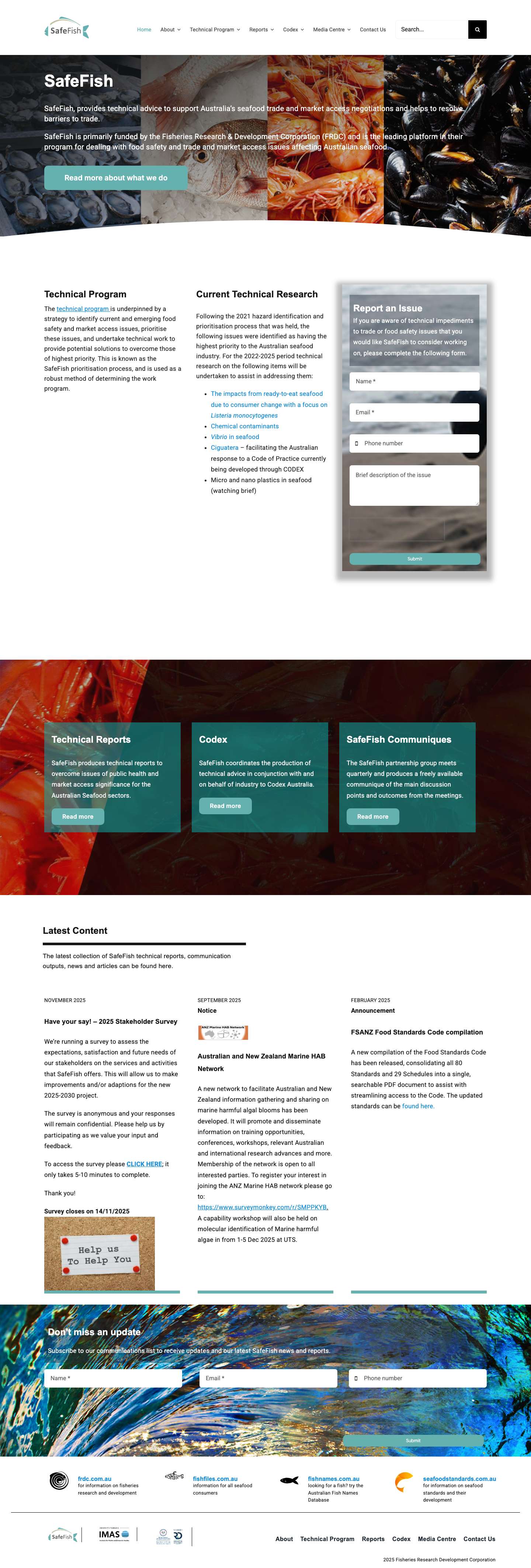 SafeFish – SafeFish, provides technical advice to support Australia’s seafood trade and market access negotiations and helps to resolve barriers to trade. - Full Screenshot