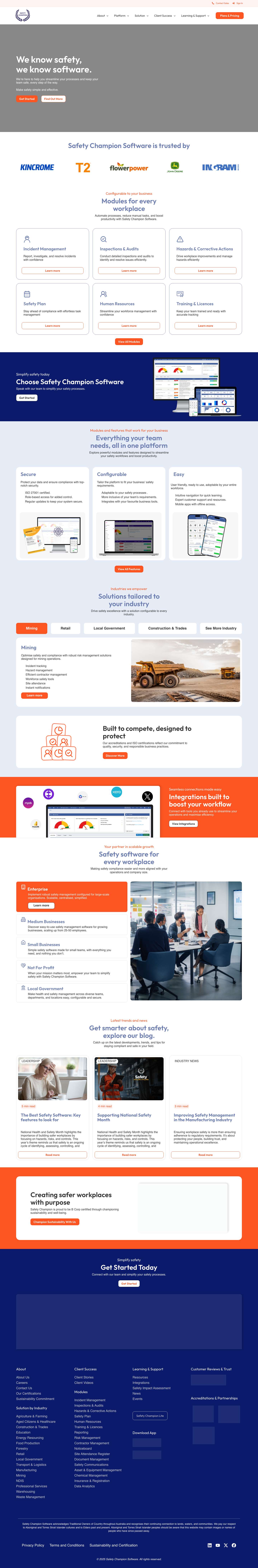 Leading Health and Safety Management Software - Safety Champion Software - Full Screenshot