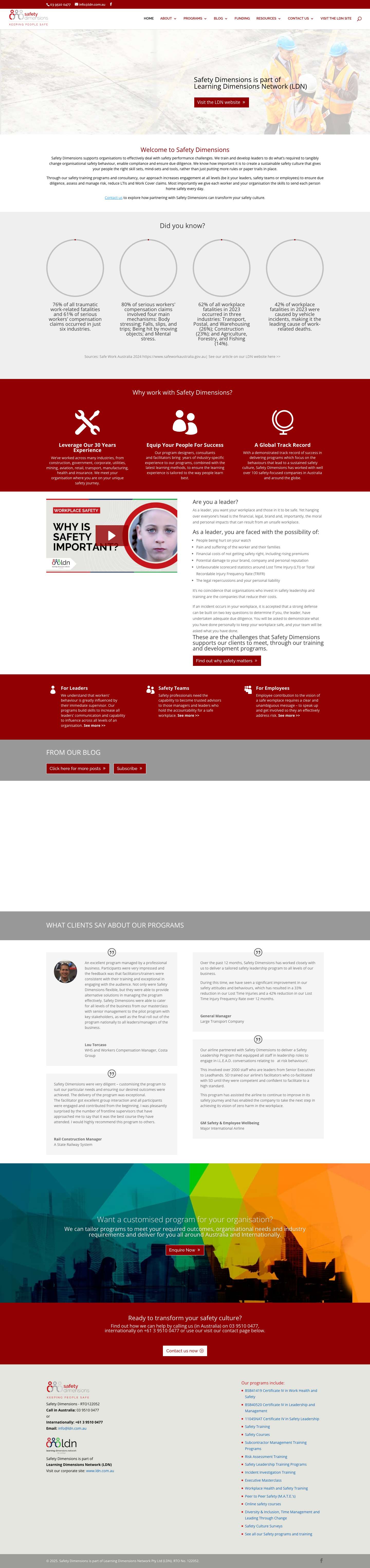 Safety Dimensions - Keeping people safe - Full Screenshot