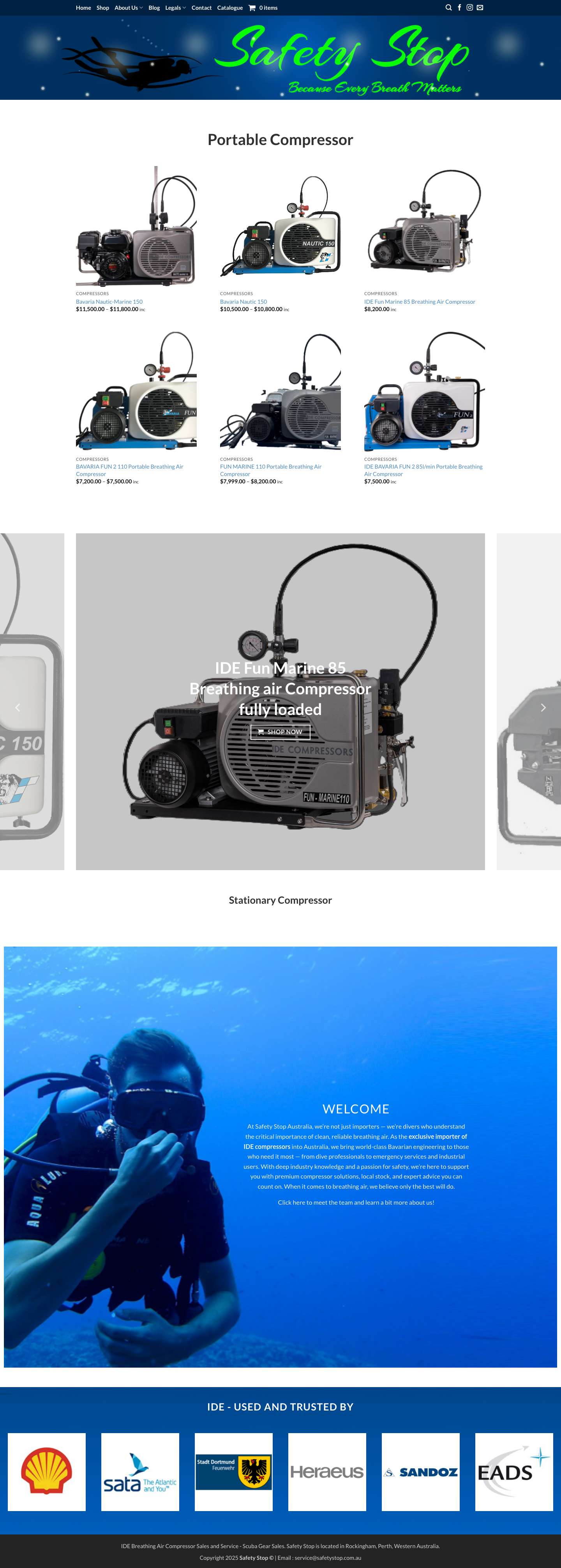 Safety Stop | Scuba Diving - Scuba Servicing - Scuba Gear Sales - Full Screenshot