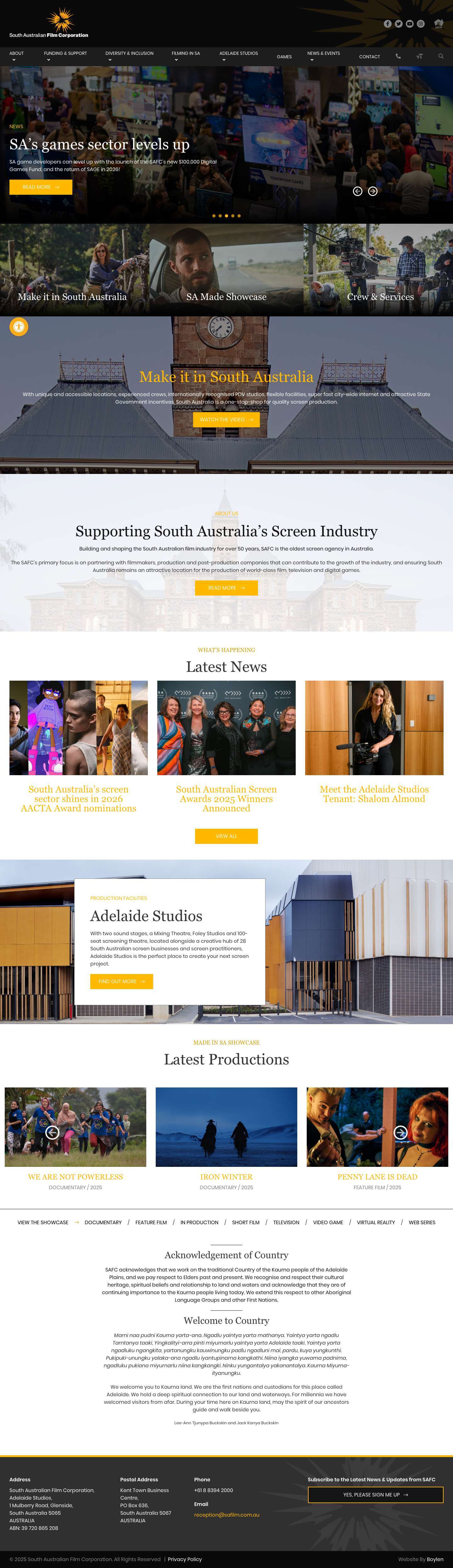 South Australian Film Corporation: Welcome - Full Screenshot