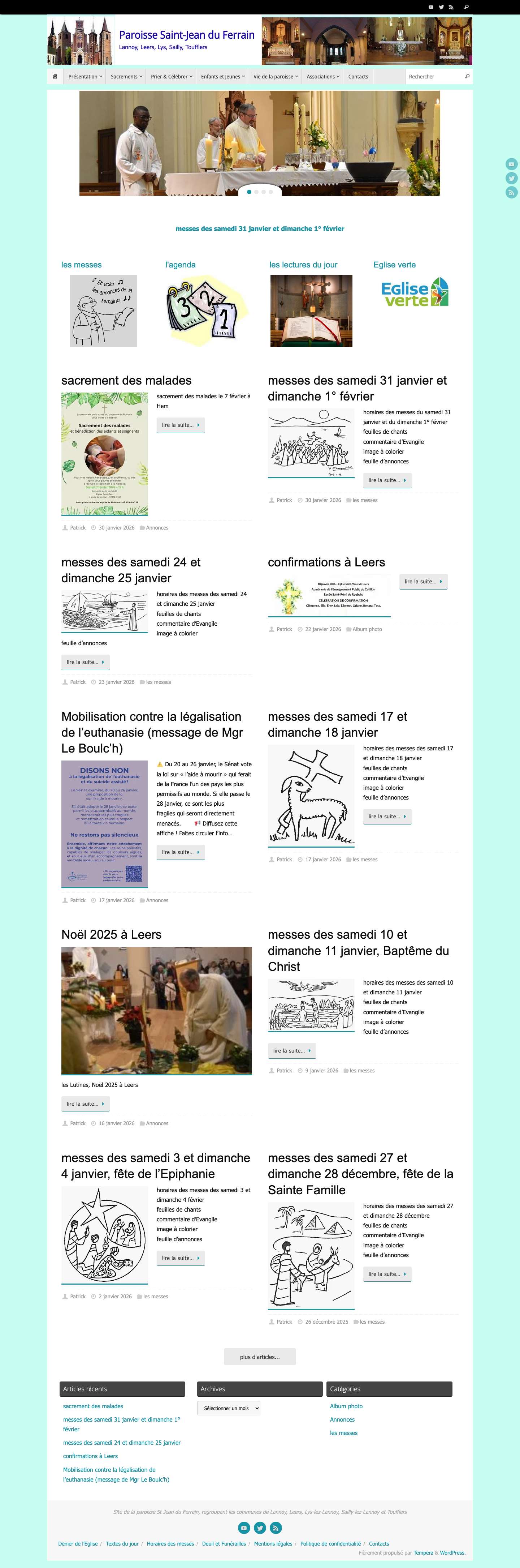 Paroisse Saint-Jean du Ferrain – Lannoy, Leers, Lys, Sailly, Toufflers - Full Screenshot