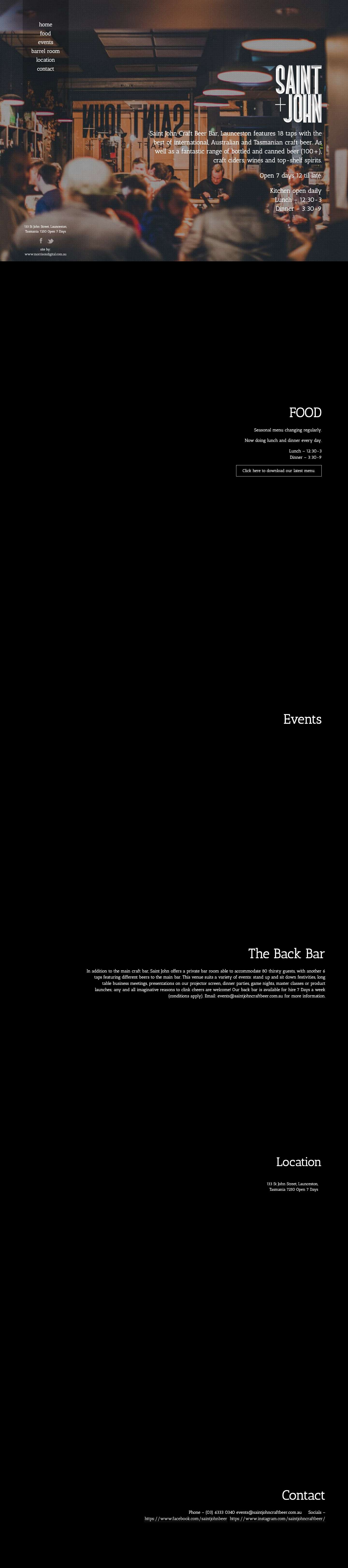 Saint John Craft Beer Bar | Launceston, Tasmania - Full Screenshot