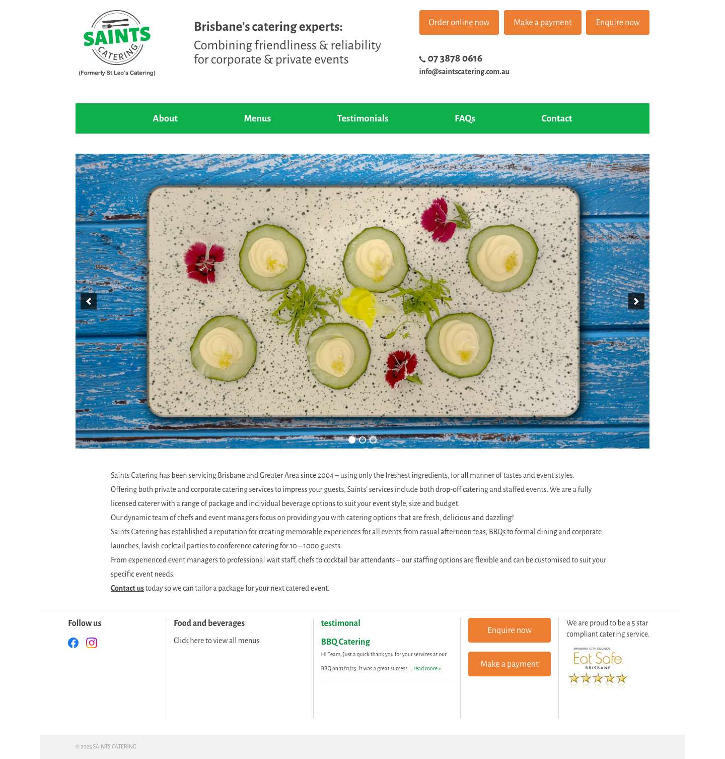 Home - Saints Catering : Saints Catering - Full Screenshot