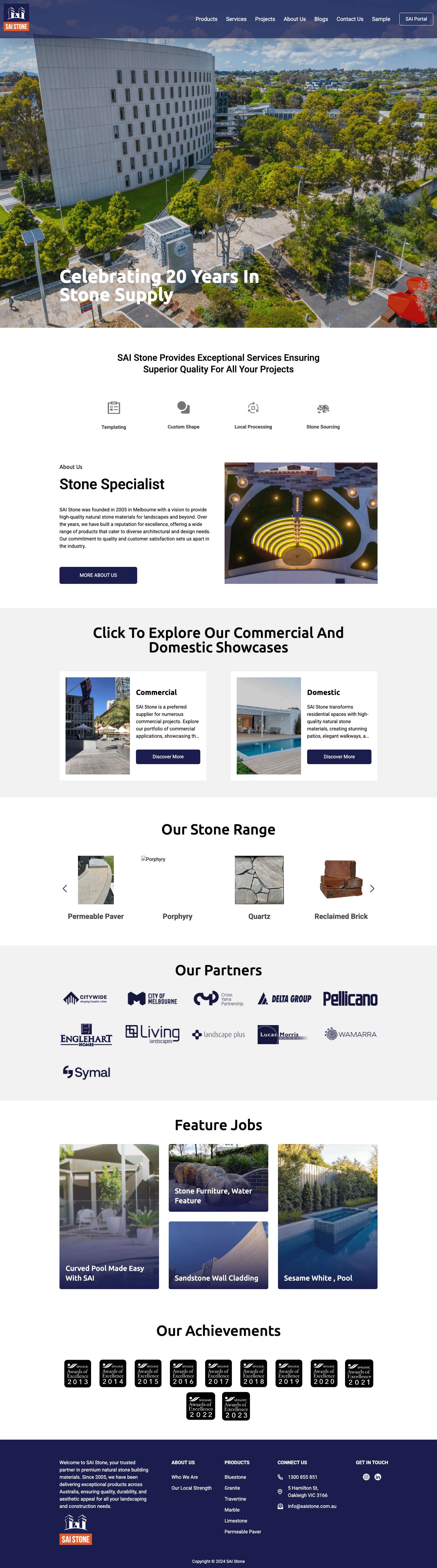 Natural Stone Supplier & Stone Cutting Technology | SAI Stone - Full Screenshot