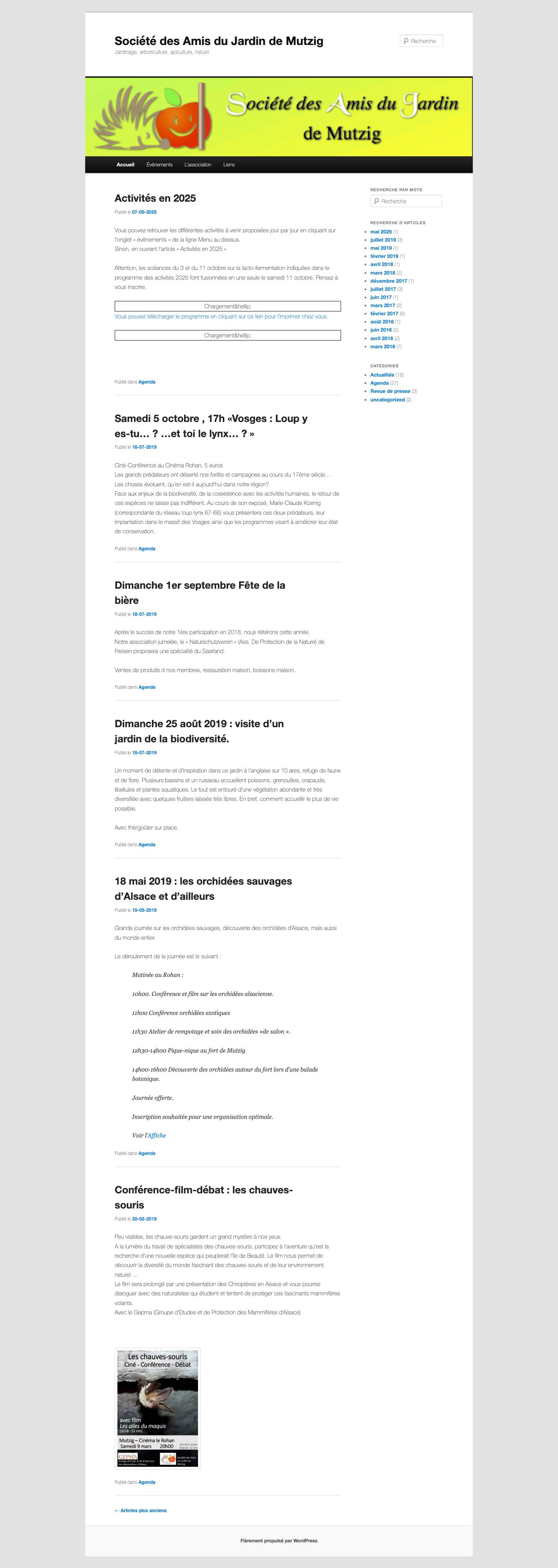 Société des Amis du Jardin de Mutzig | Jardinage, arboriculture, apiculture, nature - Full Screenshot