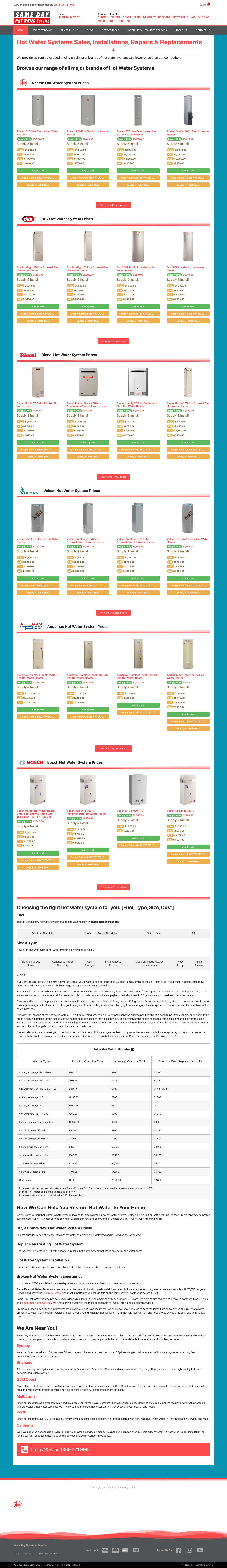 Hot Water Systems Sales, Installations, Repairs & Replacements - Full Screenshot