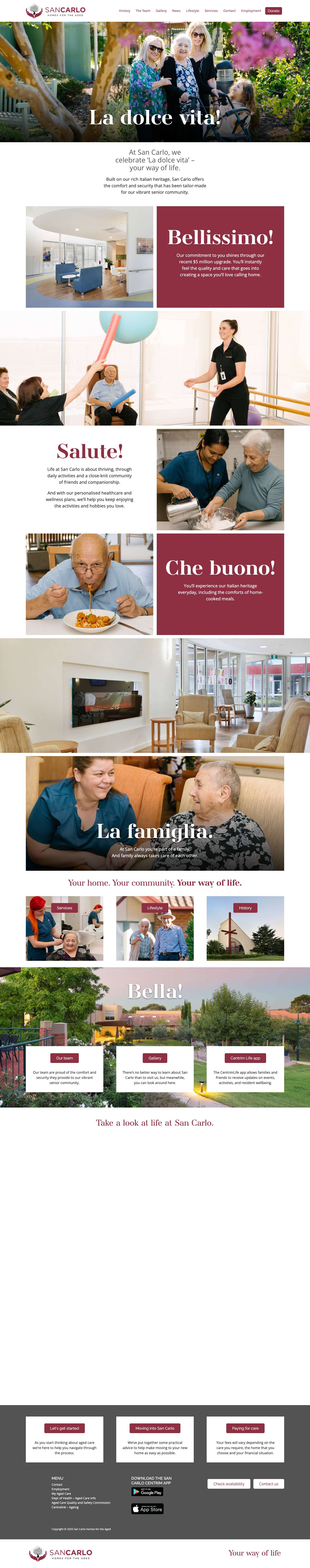 Home - San Carlo Homes for the Aged - Full Screenshot