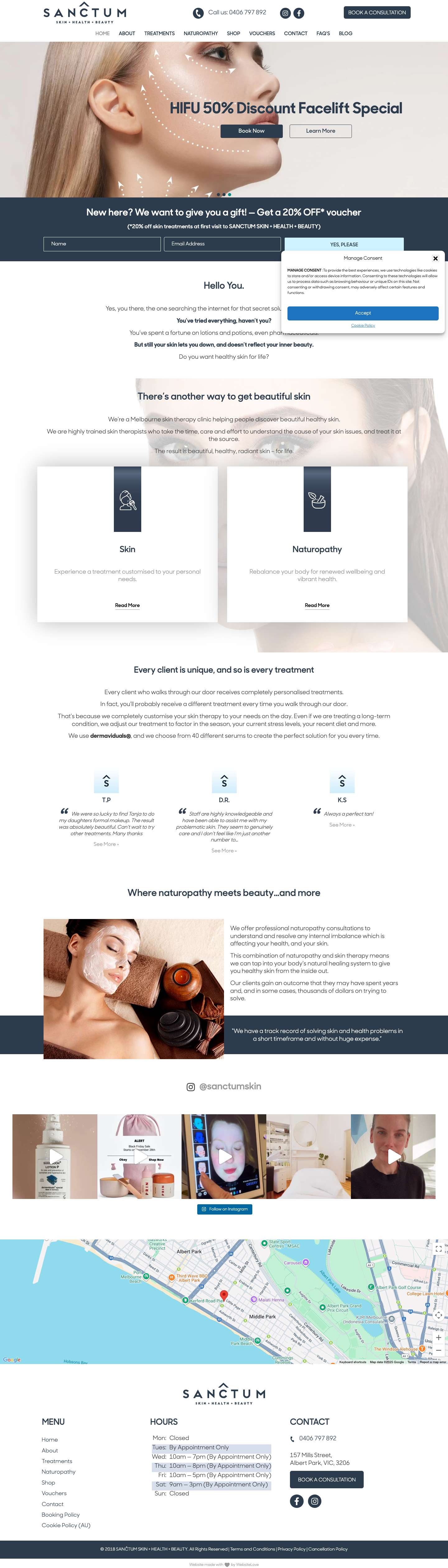 Healthy Skin for Life. SANCTUM SKIN in Albert Park. - Full Screenshot