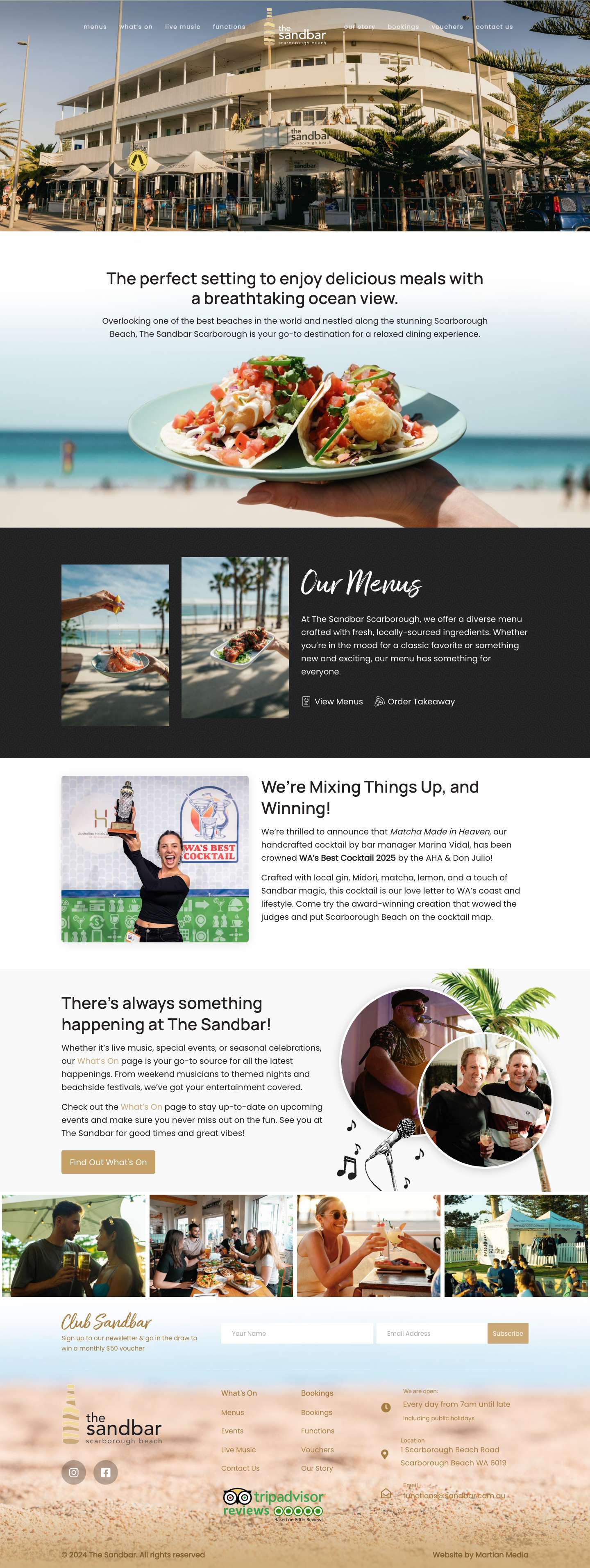 The Sandbar Scarborough | Beachside Dining & Good Times - Full Screenshot