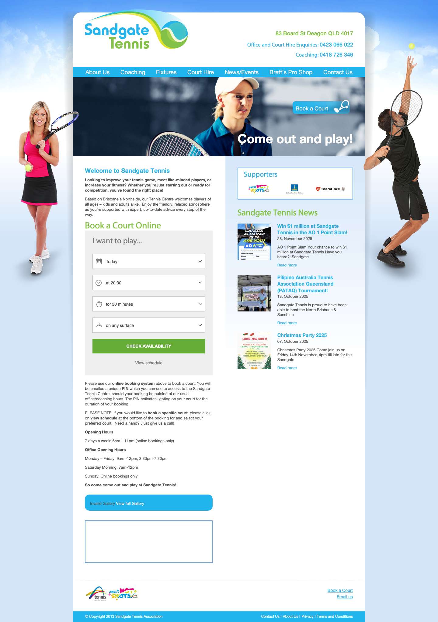 Brisbane Northside Court Hire Coaching – Sandgate Tennis - Full Screenshot