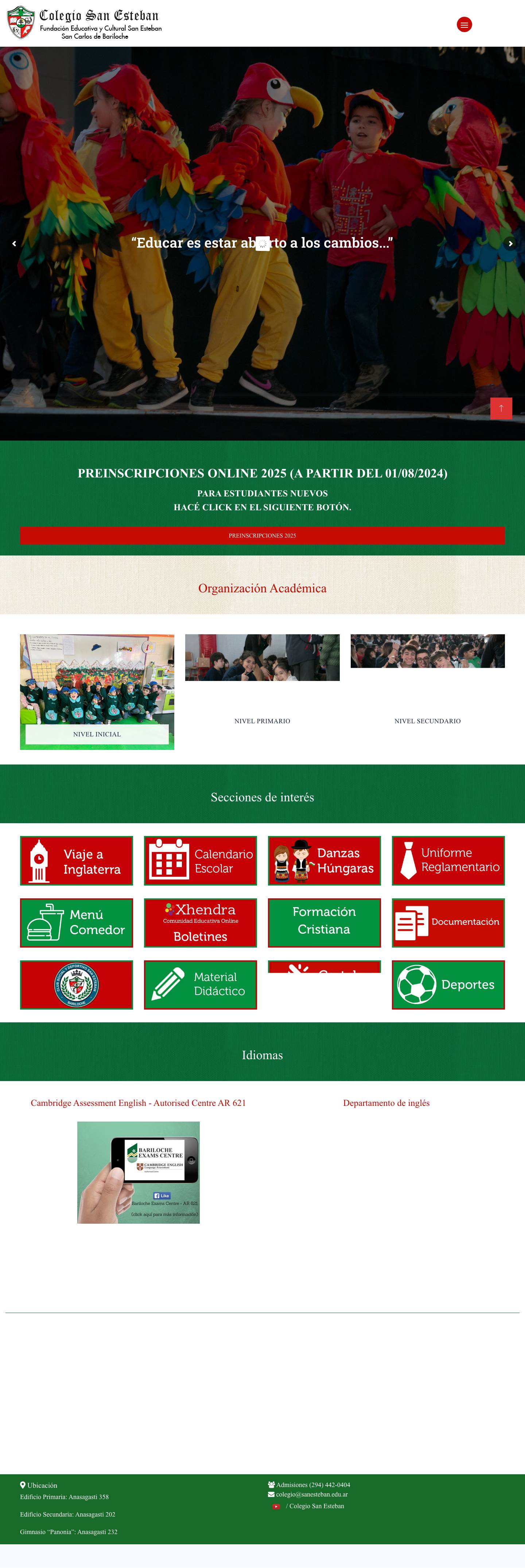 Colegio San Esteban Bariloche - Full Screenshot