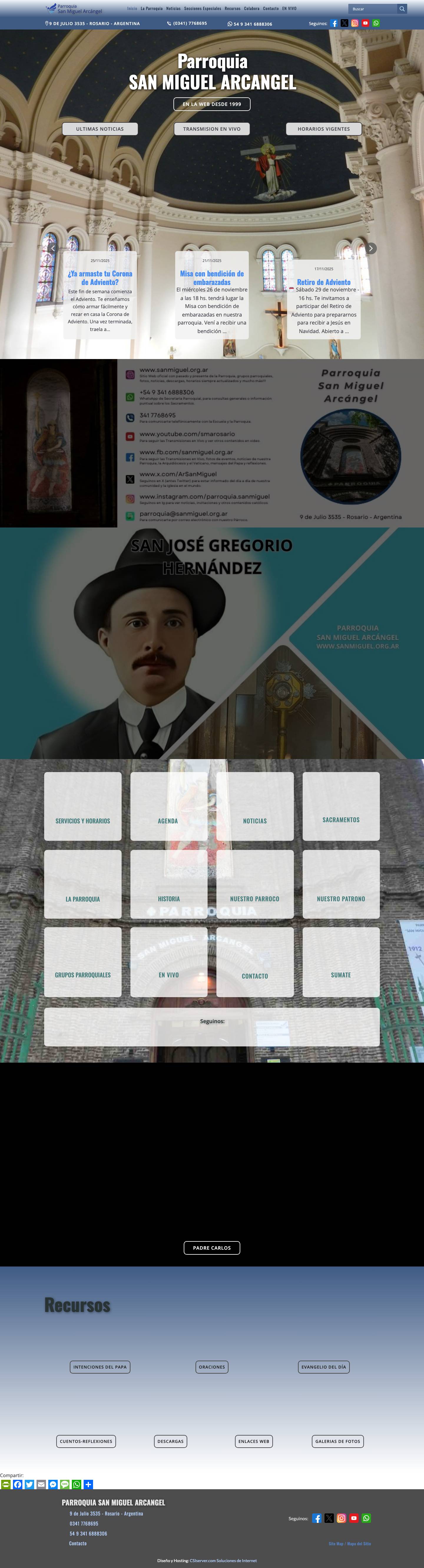 Inicio - Parroquia San Miguel Arcángel - Full Screenshot