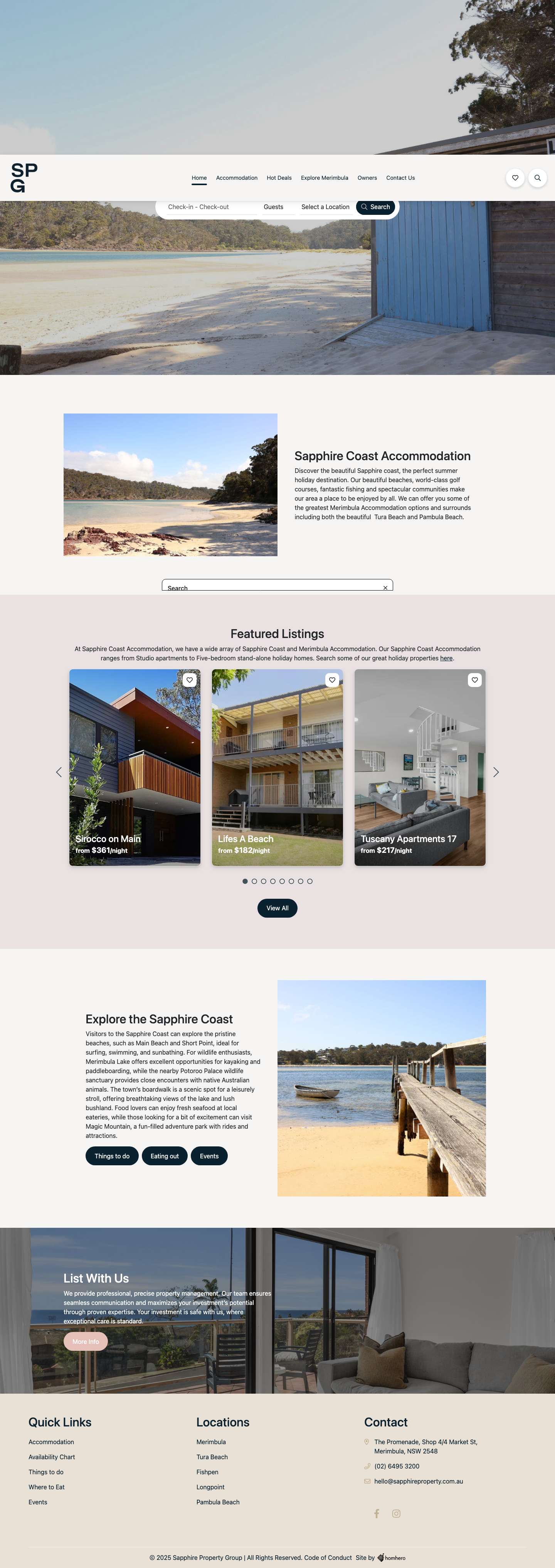 Homepage - Sapphire Coast Accommodation Sapphire Coast Accommodation - Full Screenshot