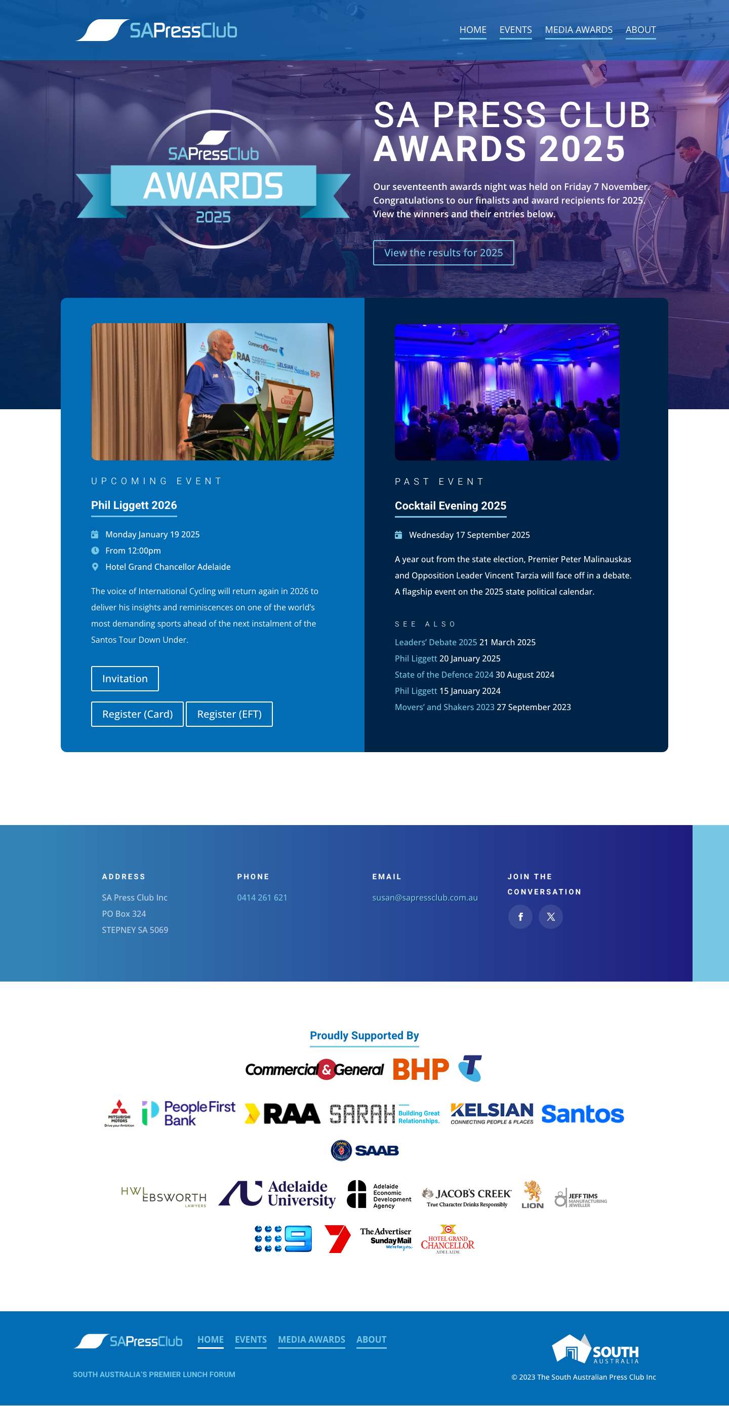 SA Press Club - South Australia's Premier Lunch Forum - Full Screenshot