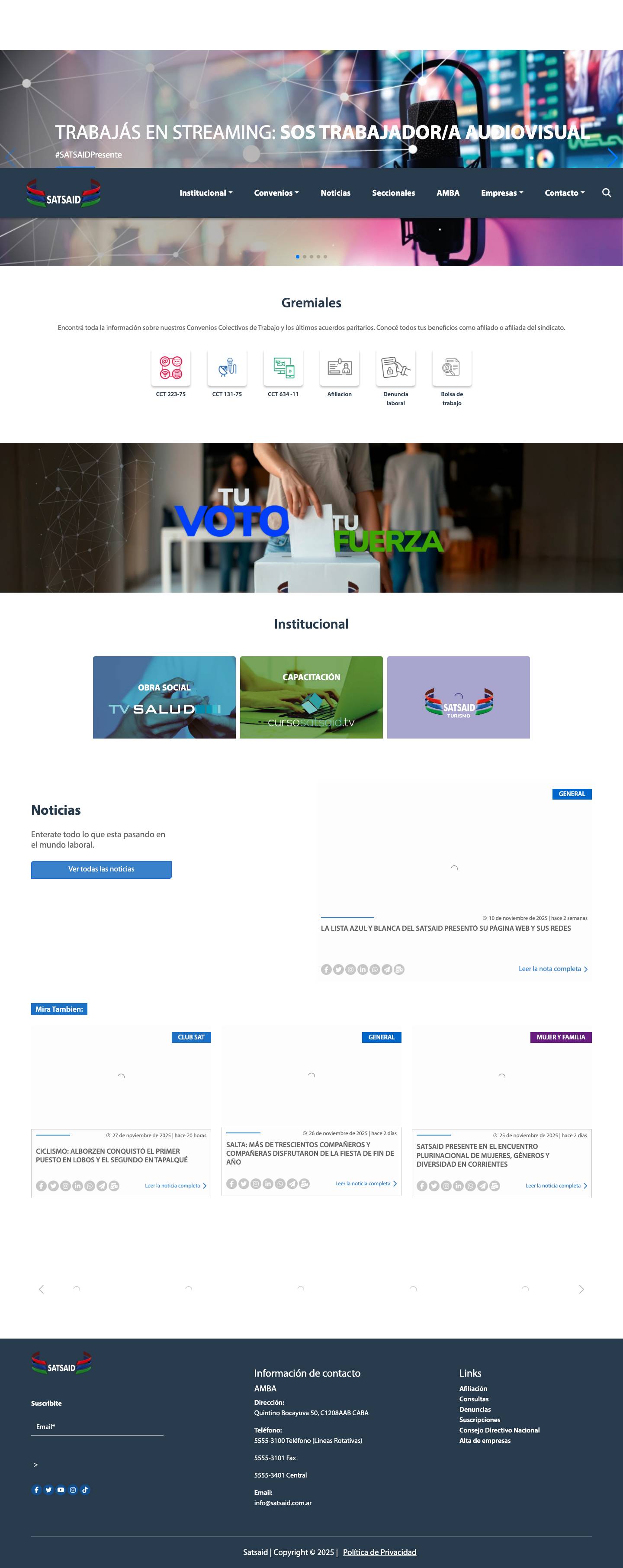 SATSAID – Sindicato Argentino de Televisión, Servicios Audiovisuales, Interactivos y de Datos - Full Screenshot